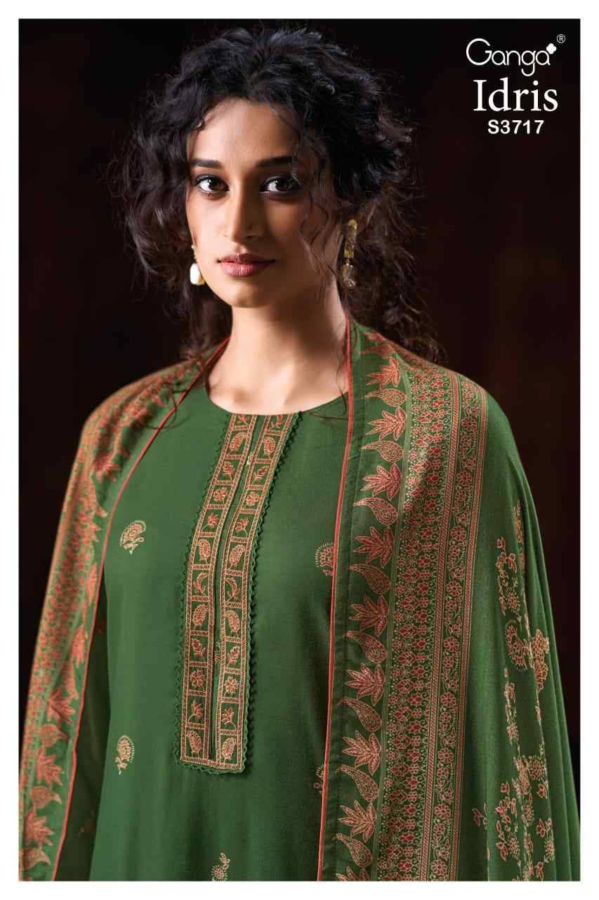 Idris-3717 By Ganga Fashion 3717-A To 3717-D Series Beautiful Festive Suits Colorful Stylish Fancy Casual Wear & Ethnic Wear Pure Pashmina Dresses At Wholesale Price