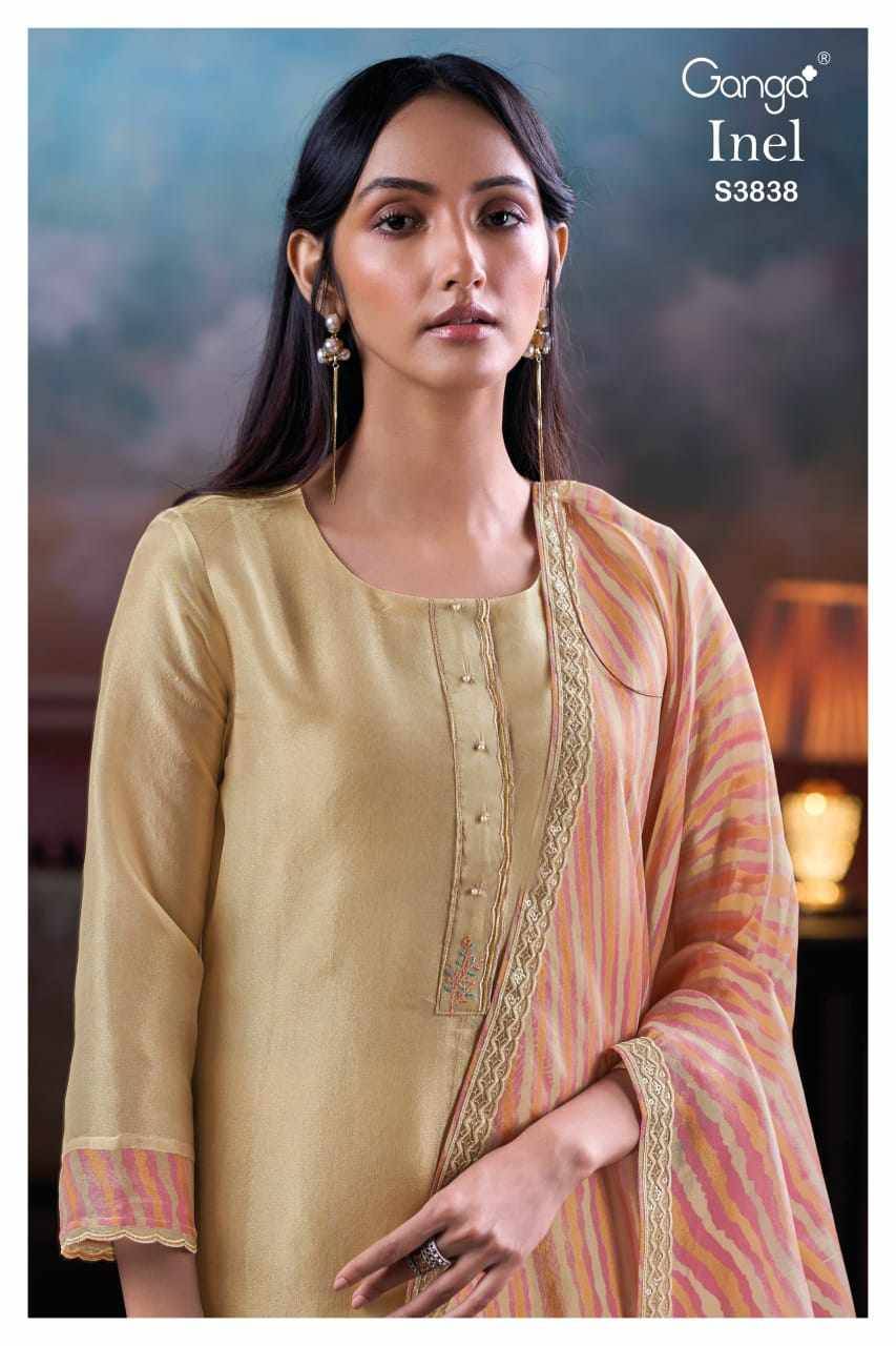Inel-3838 By Ganga Fashion 3838-A To 3838-B Series Beautiful Festive Suits Colorful Stylish Fancy Casual Wear & Ethnic Wear Pure Bemberg Silk Jacquard Dresses At Wholesale Price