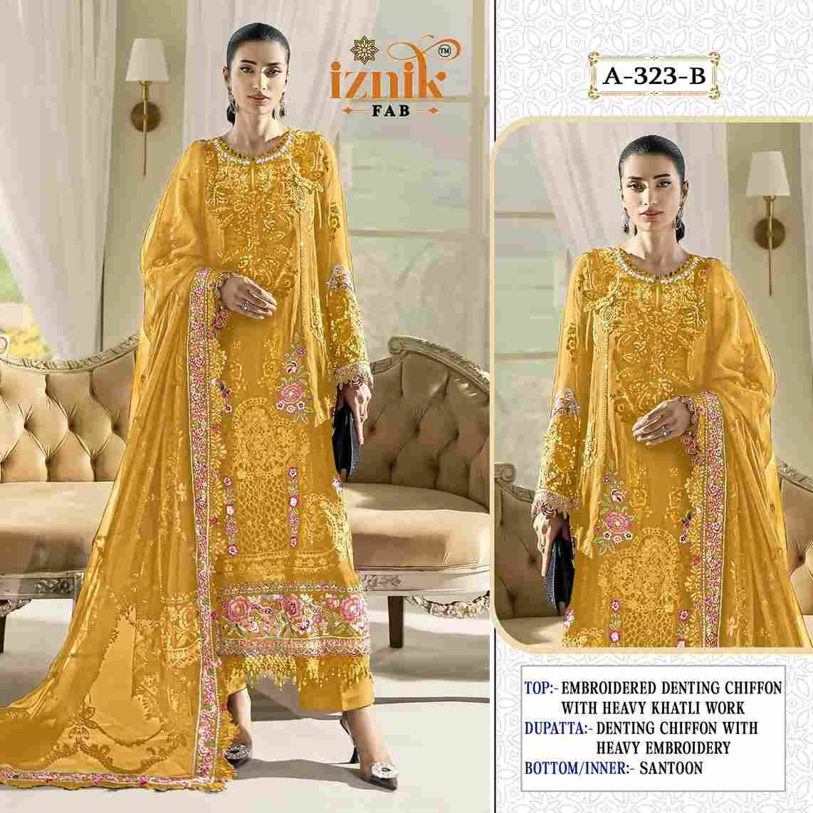 Iznik 323 Colours By Iznik Fab 323-A To 323-D Series Designer Pakistani Suits Beautiful Stylish Fancy Colorful Party Wear & Occasional Wear Chiffon With Embroidery Dresses At Wholesale Price
