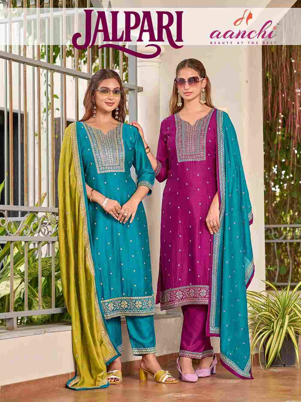 Jalpari By Aanchi 01 To 04 Series Beautiful Festive Suits Colorful Stylish Fancy Casual Wear & Ethnic Wear Vichitra Silk Dresses At Wholesale Price