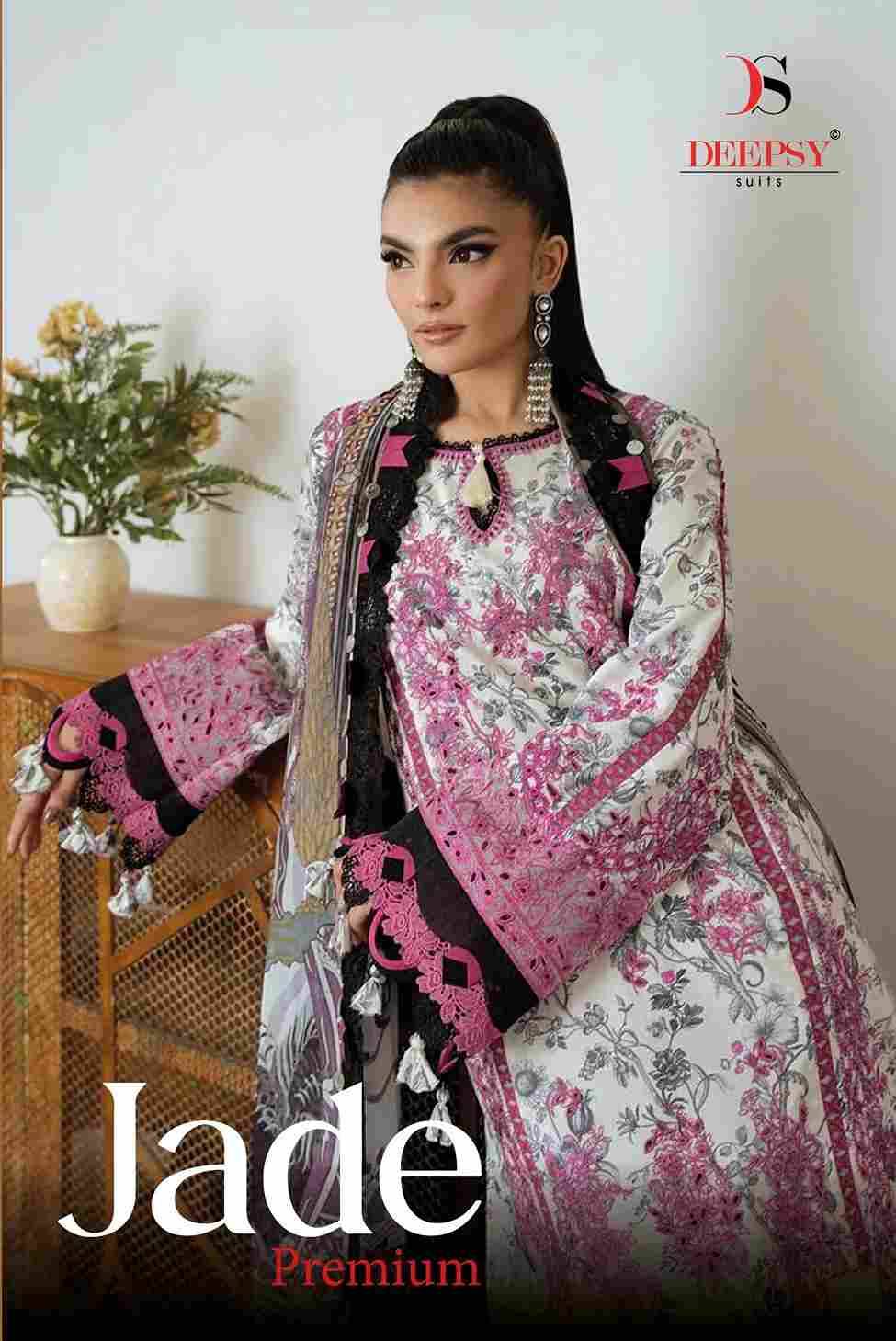 Jade Premium By Deepsy Suits 1001 To 1008 Series Pakistani Stylish Beautiful Colourful Printed & Embroidered Party Wear & Occasional Wear Pure Cotton Dresses At Wholesale Price