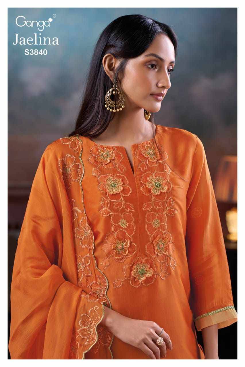 Jaelina-3840 By Ganga Fashion 3840-A To 3840-B Series Beautiful Festive Suits Stylish Colorful Fancy Casual Wear & Ethnic Wear Premium Bemberg Silk Satin Print Dresses At Wholesale Price