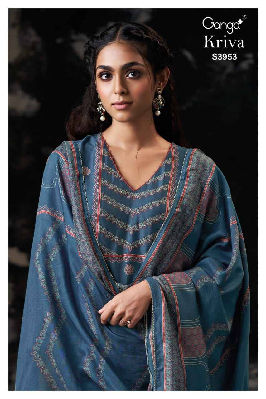 Kriva-3953 By Ganga Fashion 3953-A To 3953-B Series Beautiful Festive Suits Colorful Stylish Fancy Casual Wear & Ethnic Wear Pure Bemberg Silk Dresses At Wholesale Price