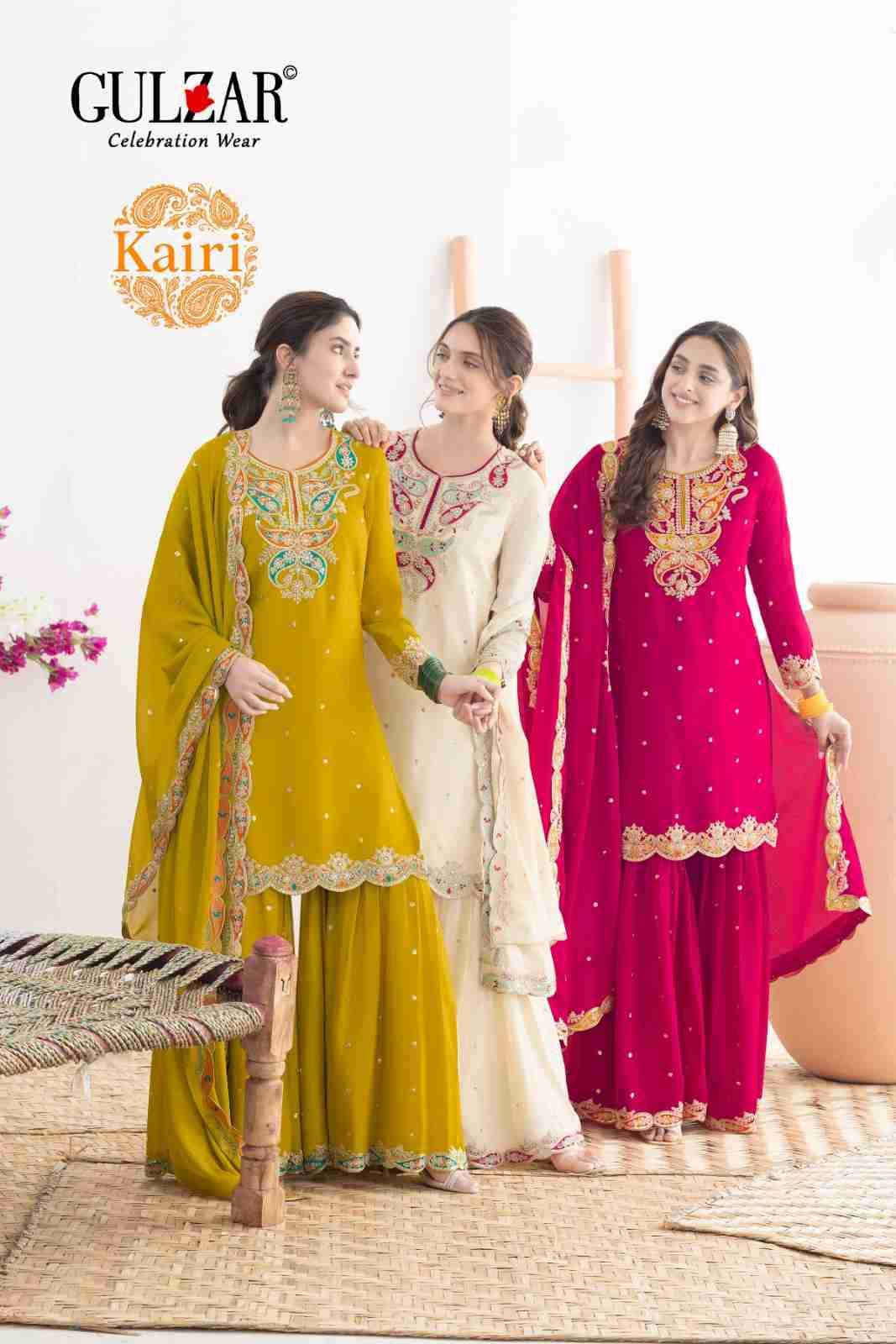 Kairi By Gulzar 2151 To 2153 Series Beautiful Sharara Suits Colorful Stylish Fancy Casual Wear & Ethnic Wear Chinnon Dresses At Wholesale Price