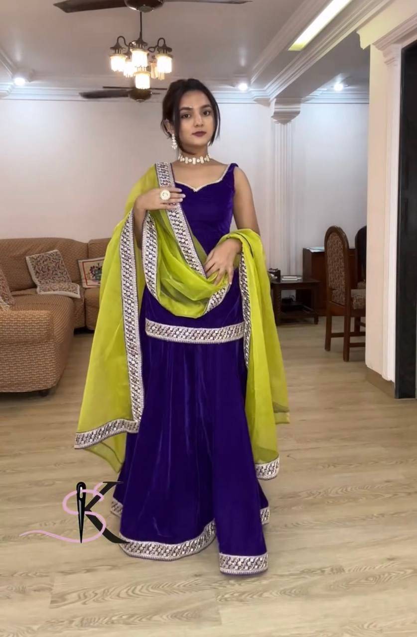 Kp-1658 By Fashid Wholesale Beautiful Sharara Colorful Fancy Wedding Collection Occasional Wear & Party Wear Heavy Viscose Velvet Dresses At Wholesale Price