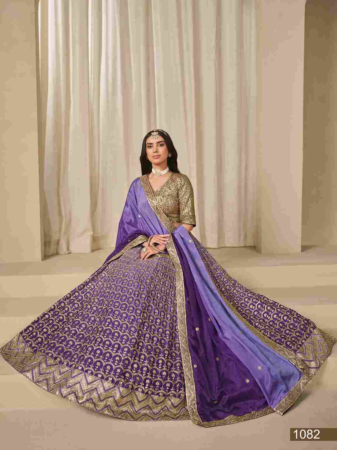 Karishma By Mehvish 1081 To 1084 Series Designer Beautiful Collection Occasional Wear & Party Wear Chinnon Silk Lehengas At Wholesale Price