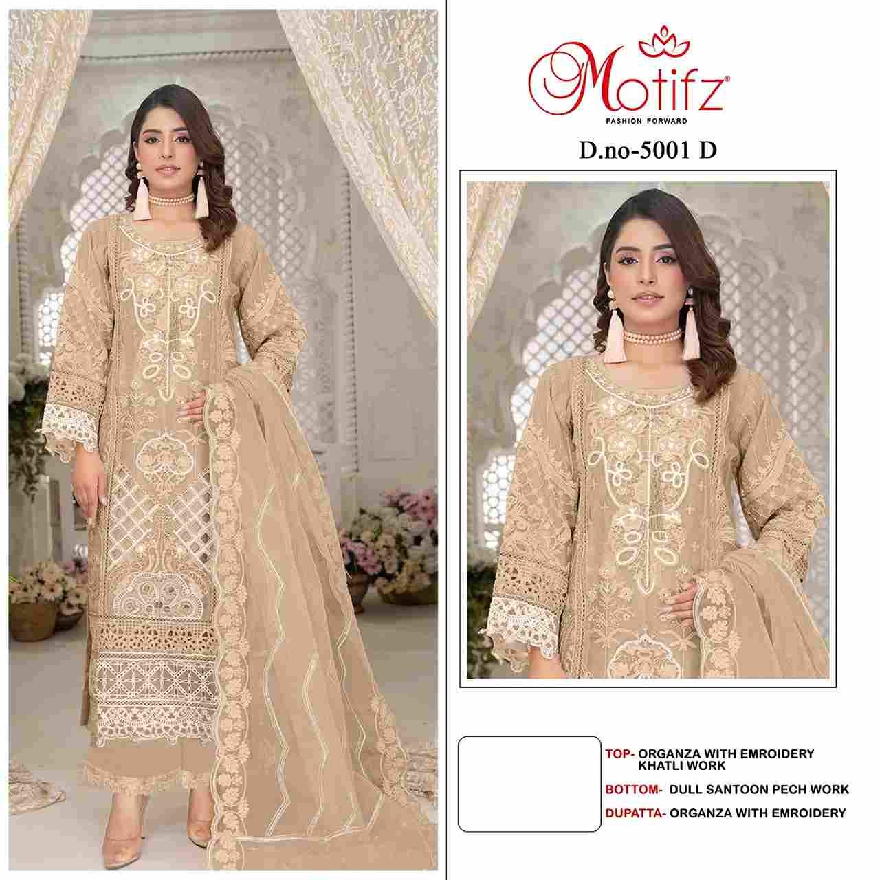 Motifz Hit Design 5001 Colours By Motifz 5001-C To 5001-F Series Beautiful Pakistani Suits Colorful Stylish Fancy Casual Wear & Ethnic Wear Organza Dresses At Wholesale Price
