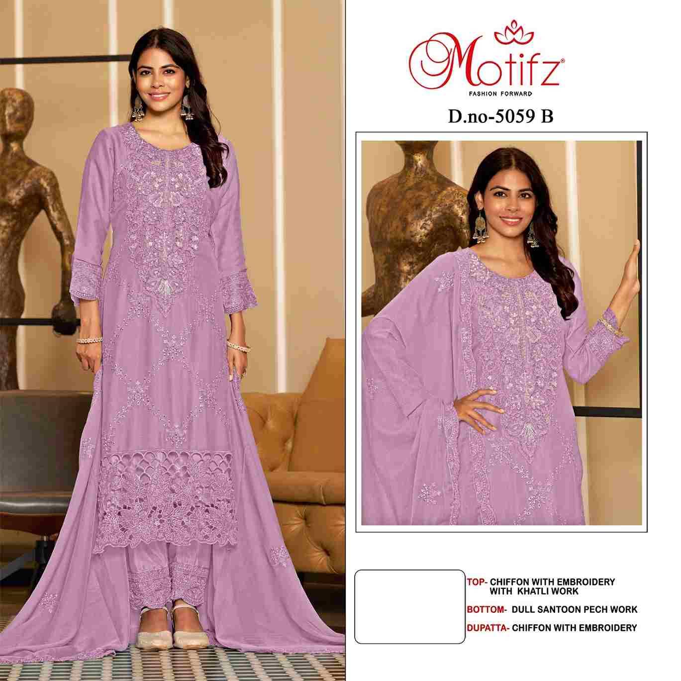 Motifz Hit Design 5059 Colours By Motifz 5059-A To 5059-D Series Beautiful Pakistani Suits Colorful Stylish Fancy Casual Wear & Ethnic Wear Chiffon Dresses At Wholesale Price