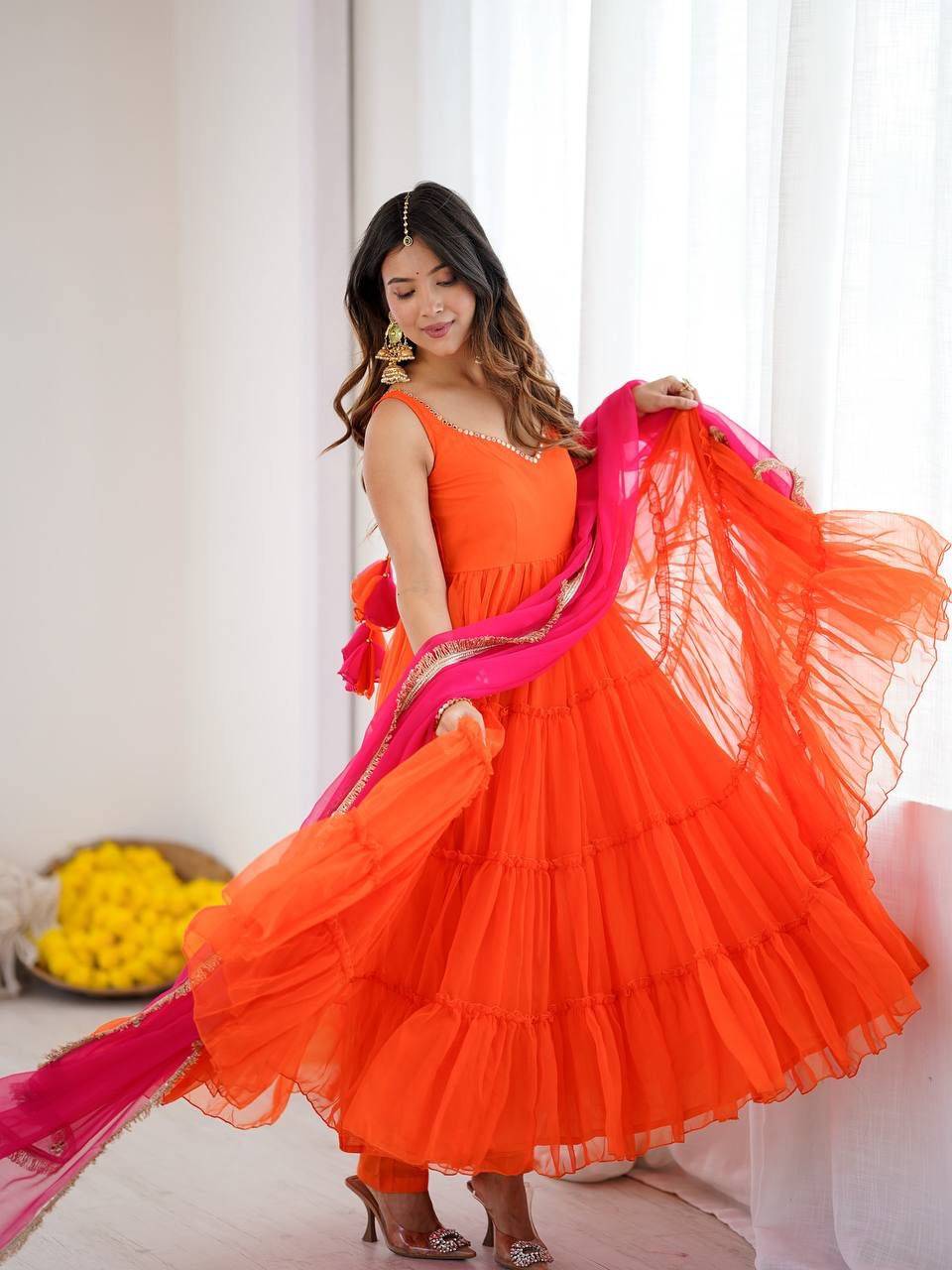 Mb-489 By Fashid Wholesale Beautiful Fancy Colorful Stylish Party Wear & Occasional Wear Heavy Chiffon Georgette Dresses At Wholesale Price