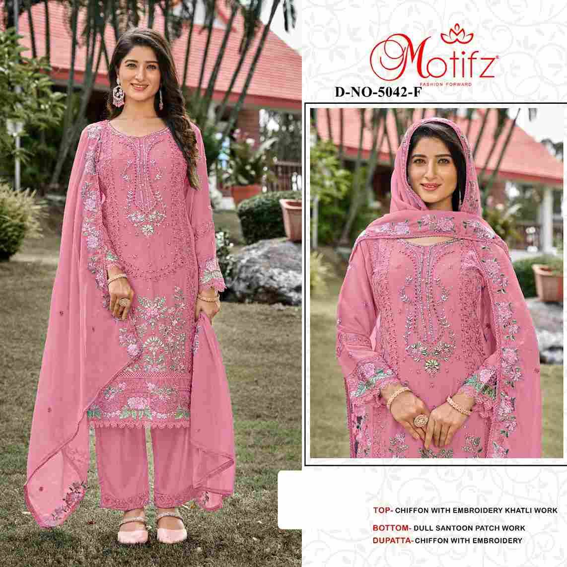 Motifz Hit Design 5042 Colours Vol-2 By Motifz 5042-E To 5042-H Series Beautiful Pakistani Suits Colorful Stylish Fancy Casual Wear & Ethnic Wear Chiffon Dresses At Wholesale Price