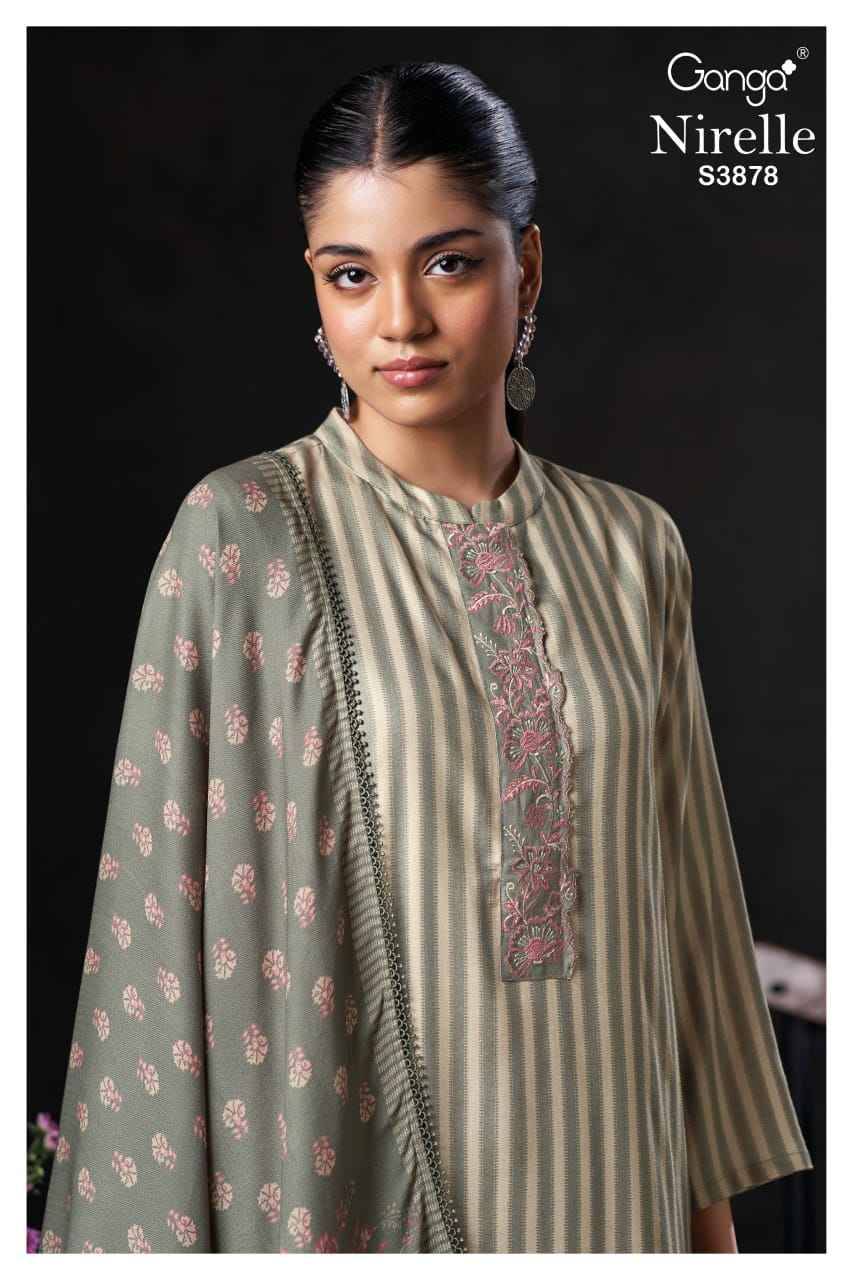Nirelle-3878 By Ganga Fashion 3878-A To 3878-D Series Beautiful Festive Suits Colorful Stylish Fancy Casual Wear & Ethnic Wear Pure Pashmina Dresses At Wholesale Price