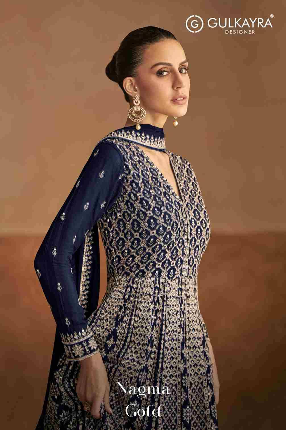Nagma Gold By Gulkayra Designer 7510-I To 7510-L Series Designer Stylish Fancy Colorful Beautiful Party Wear & Ethnic Wear Collection Chinnon Gown With Bottom At Wholesale Price