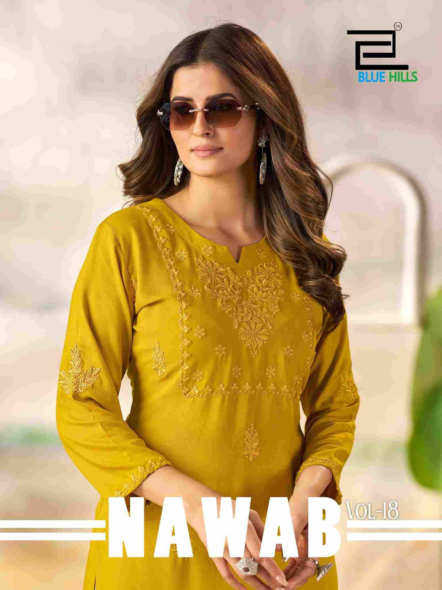Nawab Vol-18 By Blue Hills 8001 To 8004 Series Designer Stylish Fancy Colorful Beautiful Party Wear & Ethnic Wear Collection Heavy Rayon Print Kurtis At Wholesale Price