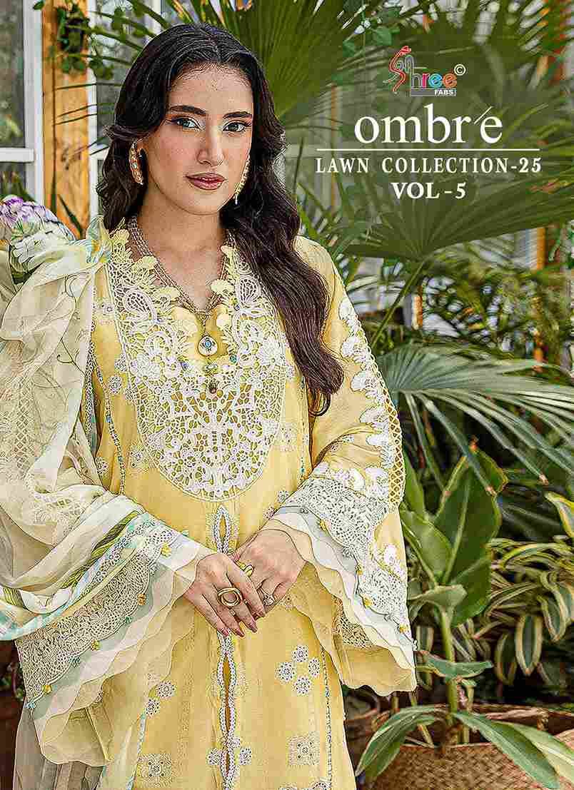 Ombre Lawn Collection-25 Vol-5 By Shree Fabs 4021 To 4024 Series Beautiful Pakistani Suits Stylish Fancy Colorful Party Wear & Occasional Wear Pure Cotton Embroidery Dresses At Wholesale Price