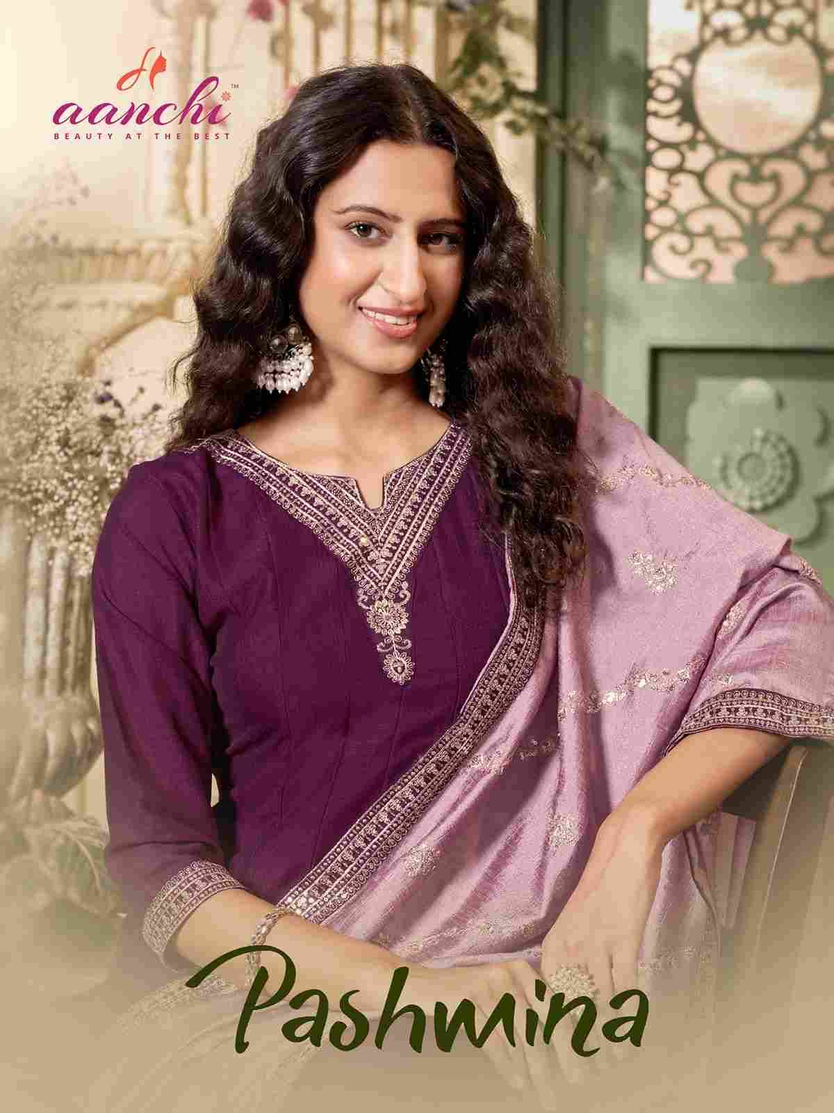 Pashmina By Aanchi 1001 To 1004 Series Beautiful Festive Suits Colorful Stylish Fancy Casual Wear & Ethnic Wear Vichitra Silk Dresses At Wholesale Price