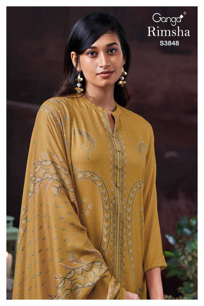 Rimsha-3848 By Ganga Fashion 3848-A To 3848-D Series Beautiful Festive Suits Stylish Colorful Fancy Casual Wear & Ethnic Wear Premium Pashmina Print Dresses At Wholesale Price