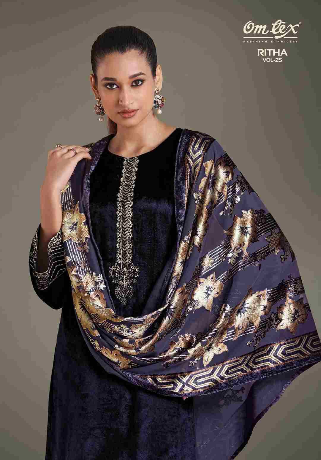 Ritha Vol-25 By Om Tex 8861-A To 8861-D Series Beautiful Festive Suits Colorful Stylish Fancy Casual Wear & Ethnic Wear Viscose Velvet Dresses At Wholesale Price