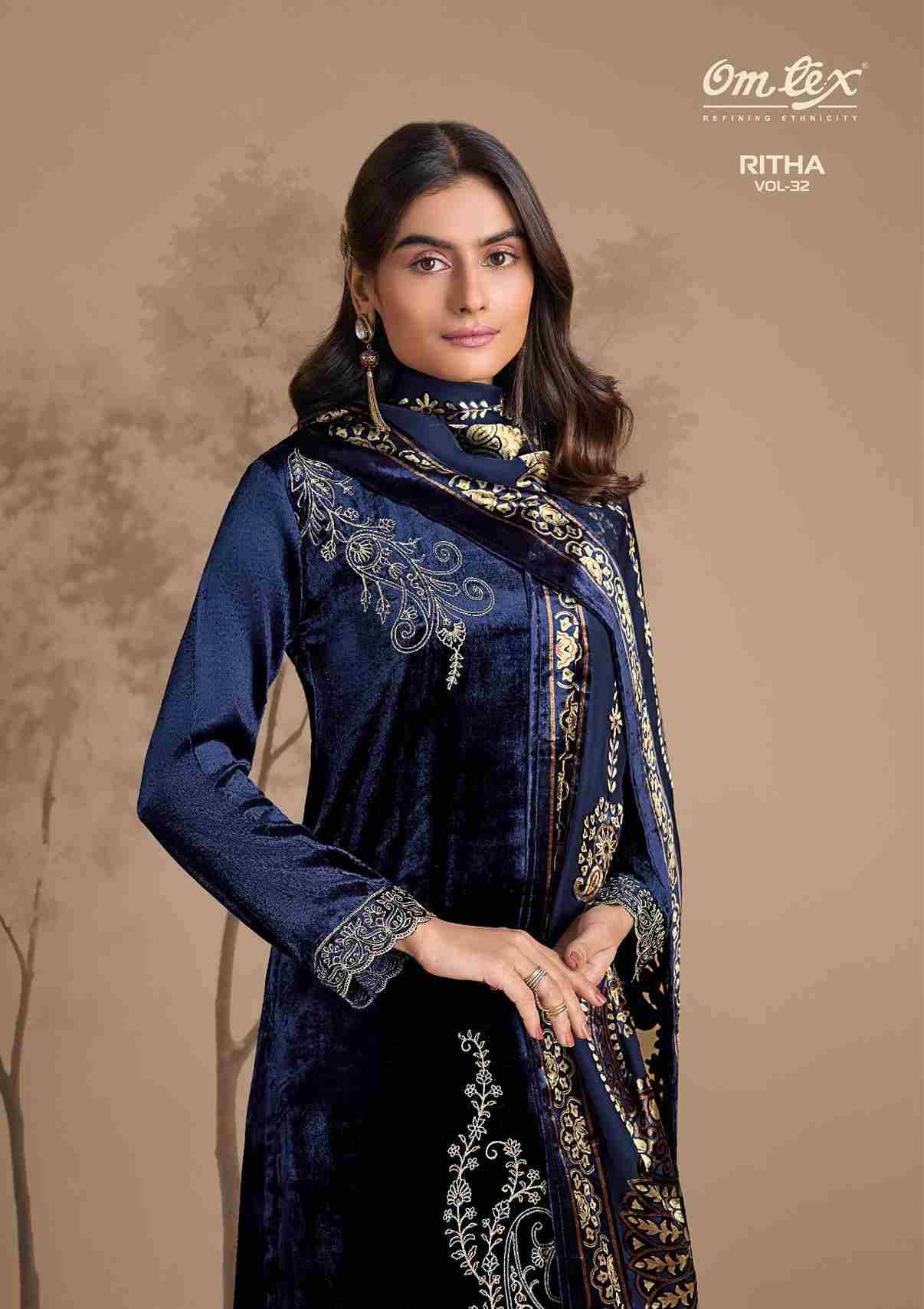 Ritha Vol-32 By Om Tex 9001-A To 9001-D Series Beautiful Festive Suits Colorful Stylish Fancy Casual Wear & Ethnic Wear Viscose Velvet Dresses At Wholesale Price
