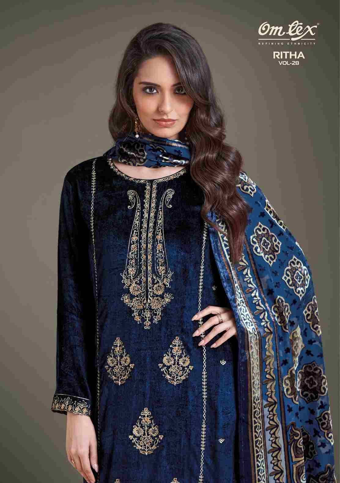 Ritha Vol-28 By Om Tex 8841-A To 8841-D Series Beautiful Festive Suits Colorful Stylish Fancy Casual Wear & Ethnic Wear Viscose Velvet Dresses At Wholesale Price