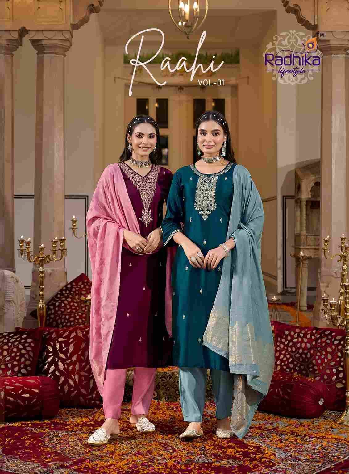 Raahi Vol-1 By Radhika Lifestyle 1001 To 1006 Series Beautiful Festive Suits Colorful Stylish Fancy Casual Wear & Ethnic Wear Rangeela Silk Print Dresses At Wholesale Price