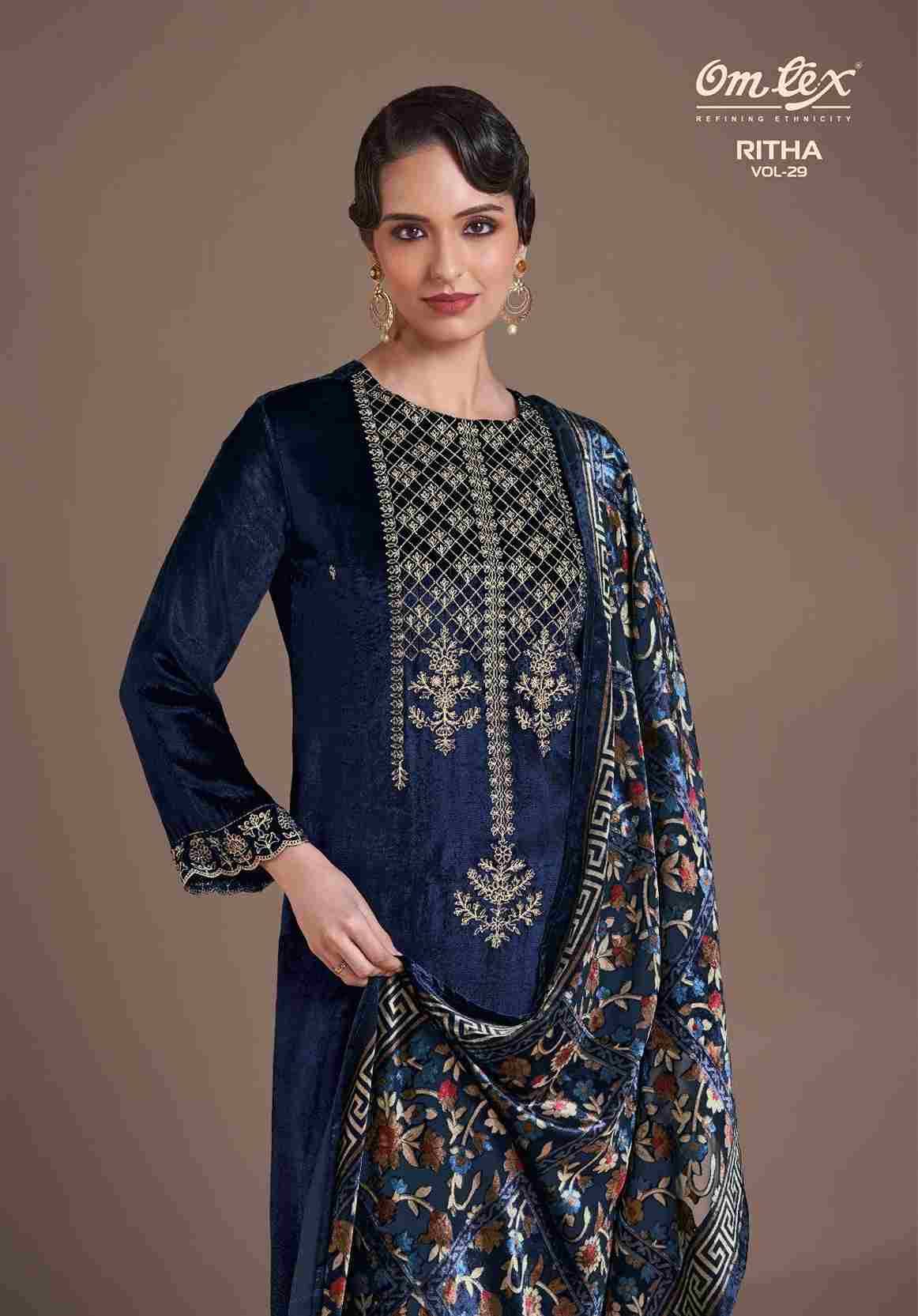Ritha Vol-29 By Om Tex 8871-A To 8871-D Series Beautiful Festive Suits Colorful Stylish Fancy Casual Wear & Ethnic Wear Viscose Velvet Dresses At Wholesale Price