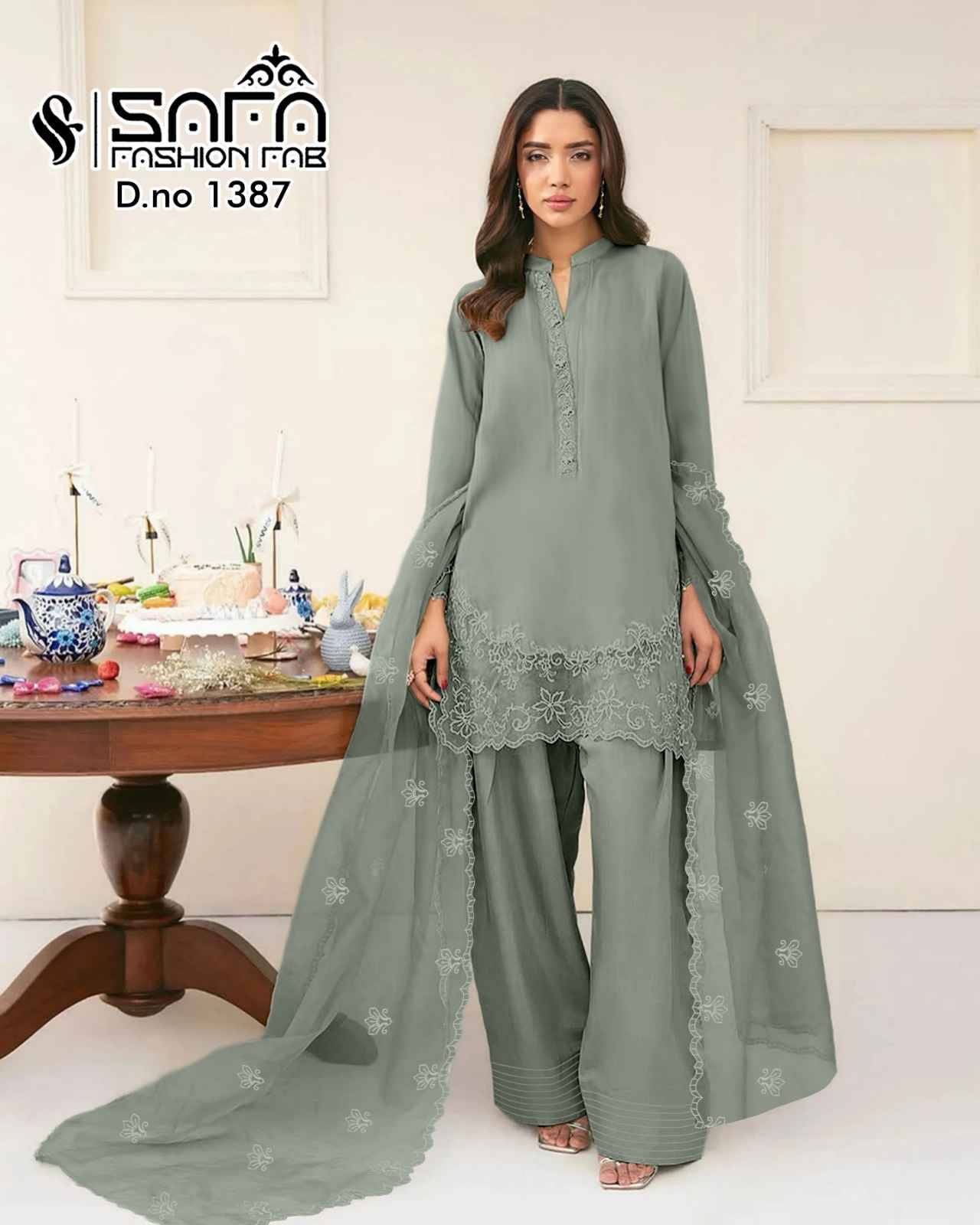 Safa 1387 Colours By Safa Fashion 1387-A To 1387-C Series Designer Stylish Fancy Colorful Beautiful Party Wear & Ethnic Wear Collection Viscose Dresses At Wholesale Price