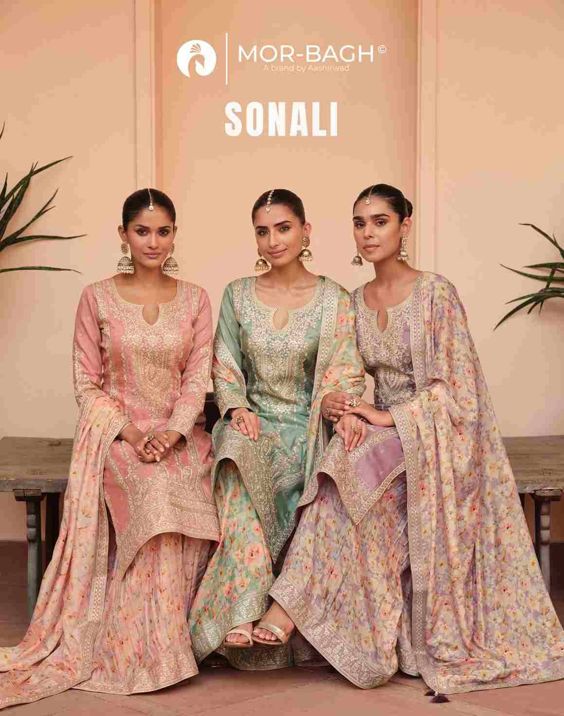 Sonali By Mor-Bagh 10447 To 10450 Series Beautiful Sharara Suits Colorful Stylish Fancy Casual Wear & Ethnic Wear Simar Silk With Work Dresses At Wholesale Price