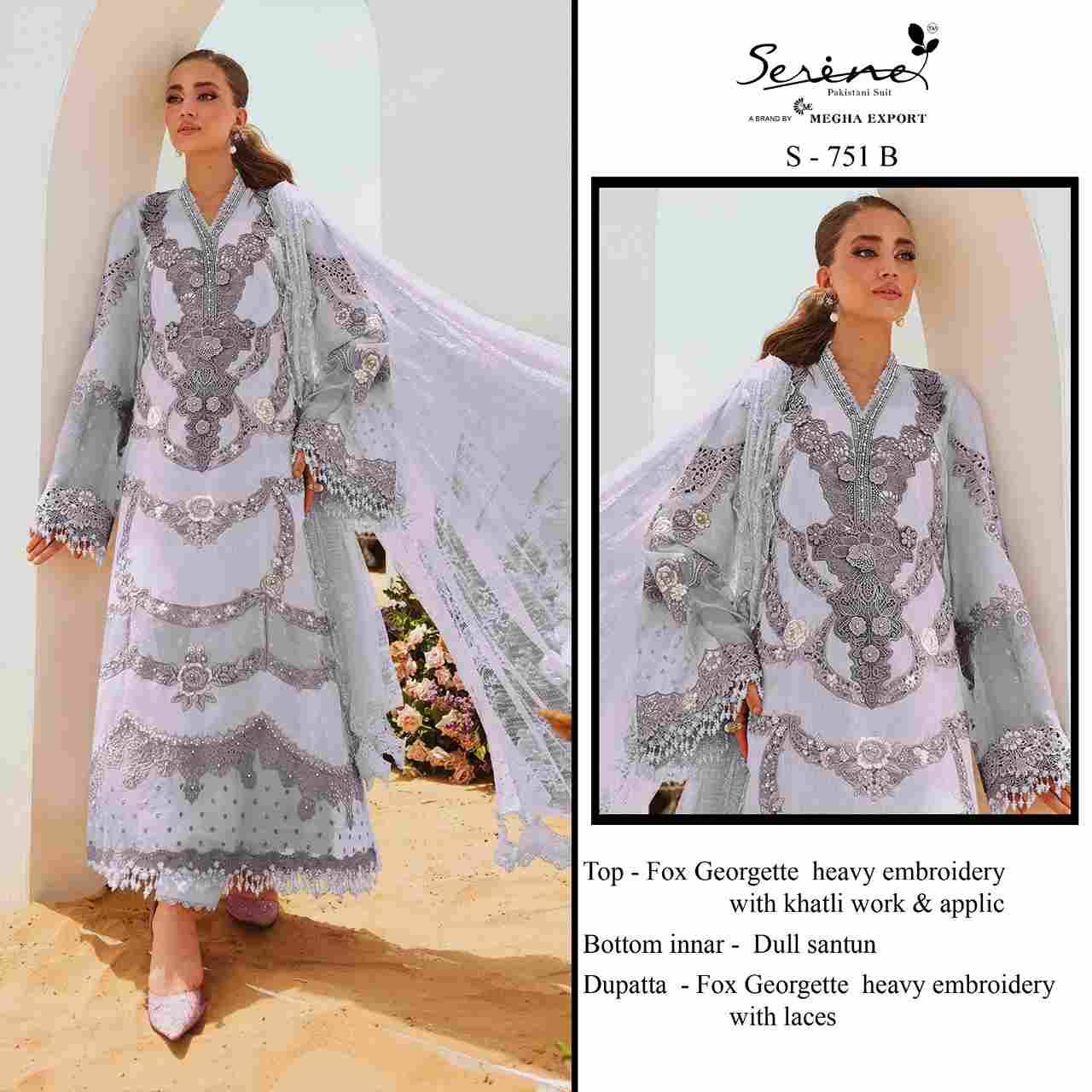 Serene Hit Design S-751 Colours By Serene S-751-A To S-751-D Series Designer Pakistani Suits Beautiful Fancy Colorful Stylish Party Wear & Occasional Wear Pure Faux Georgette Embroidered Dresses At Wholesale Price