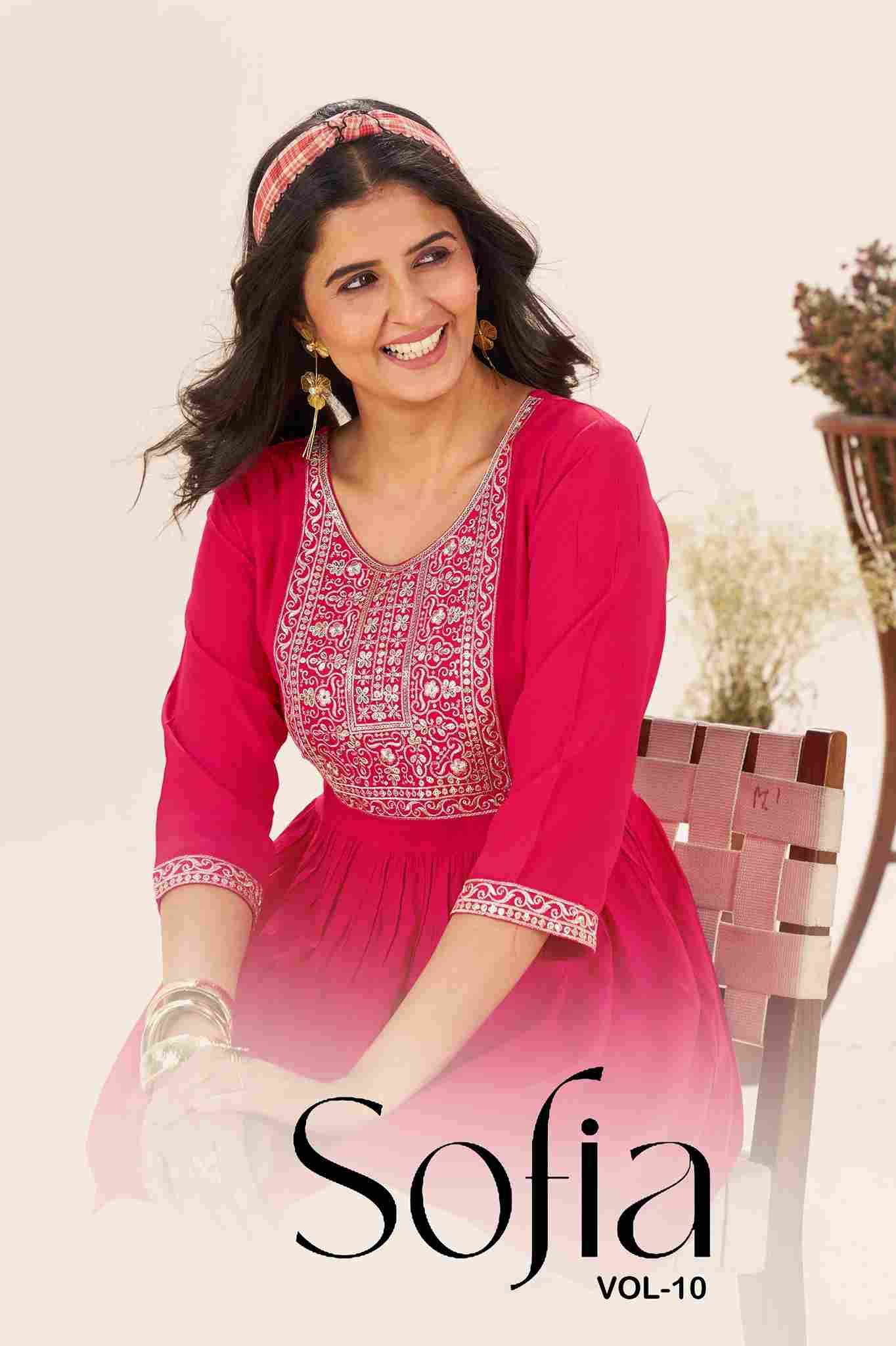 Sofia Vol-10 By Blue Hills 10001 To 10006 Series Designer Stylish Fancy Colorful Beautiful Party Wear & Ethnic Wear Collection Heavy Rayon Tops At Wholesale Price