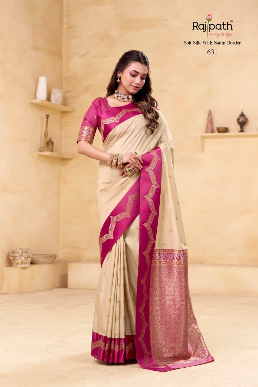 Saraswati Ghat By Rajpath 629 To 636 Series Indian Traditional Wear Collection Beautiful Stylish Fancy Colorful Party Wear & Occasional Wear Soft Satin Silk Sarees At Wholesale Price