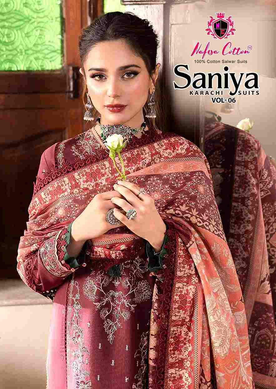 Saniya Vol-6 By Nafisa Cotton 6001 To 6006 Series Beautiful Stylish Festive Suits Fancy Colorful Casual Wear & Ethnic Wear & Ready To Wear Soft Cotton Print Dresses At Wholesale Price
