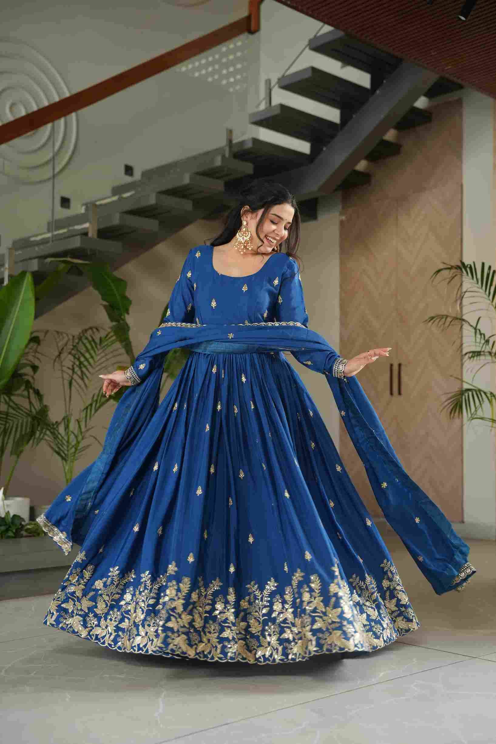 Sf-1100 By Fashid Wholesale 01 To 02 Series Designer Beautiful Collection Occasional Wear & Party Wear Chinnon Gowns At Wholesale Price