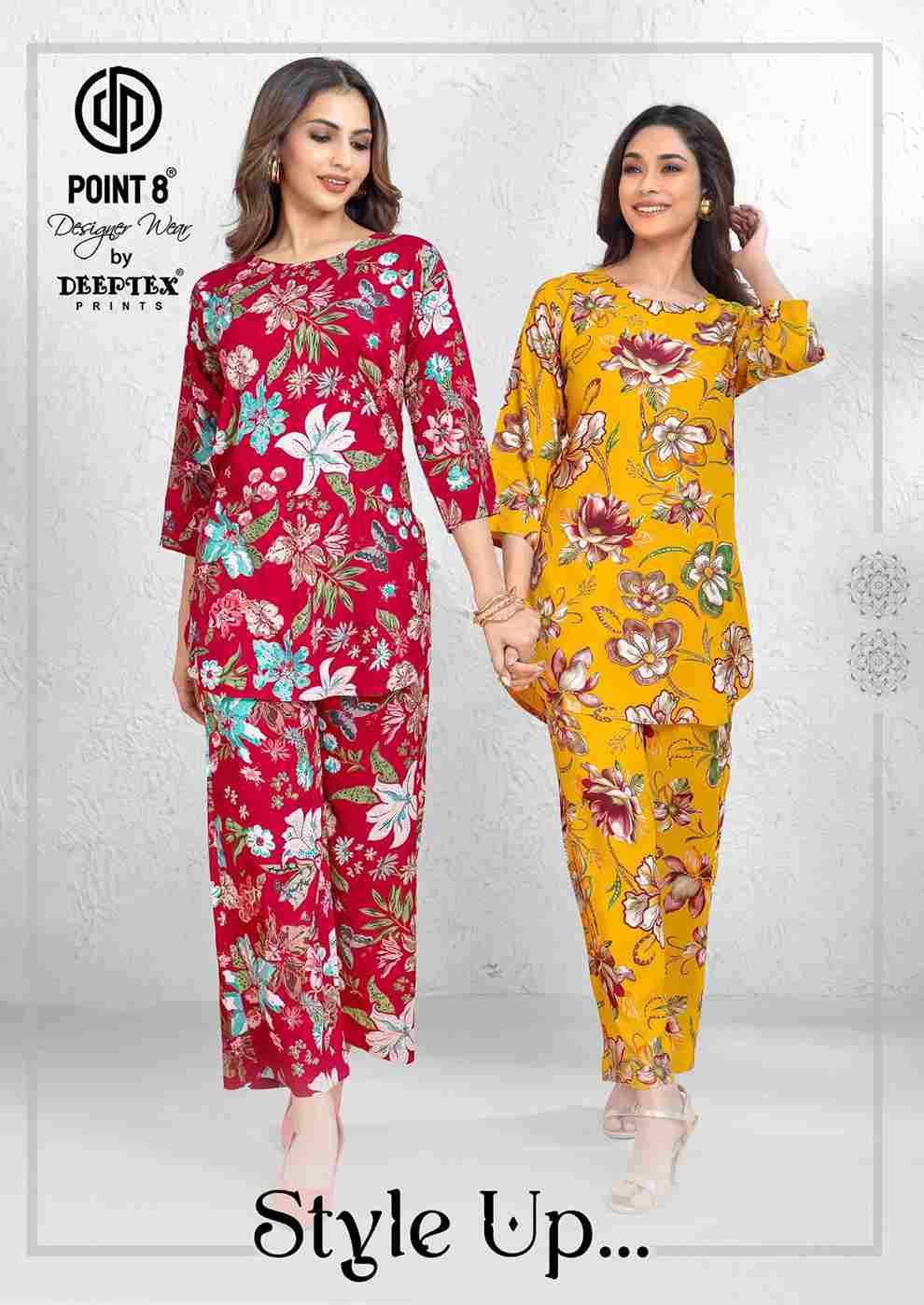 Style Up By Deeptex Prints 1001 To 1008 Series Designer Stylish Fancy Colorful Beautiful Party Wear & Ethnic Wear Collection Rayon Print Co-Ord At Wholesale Price