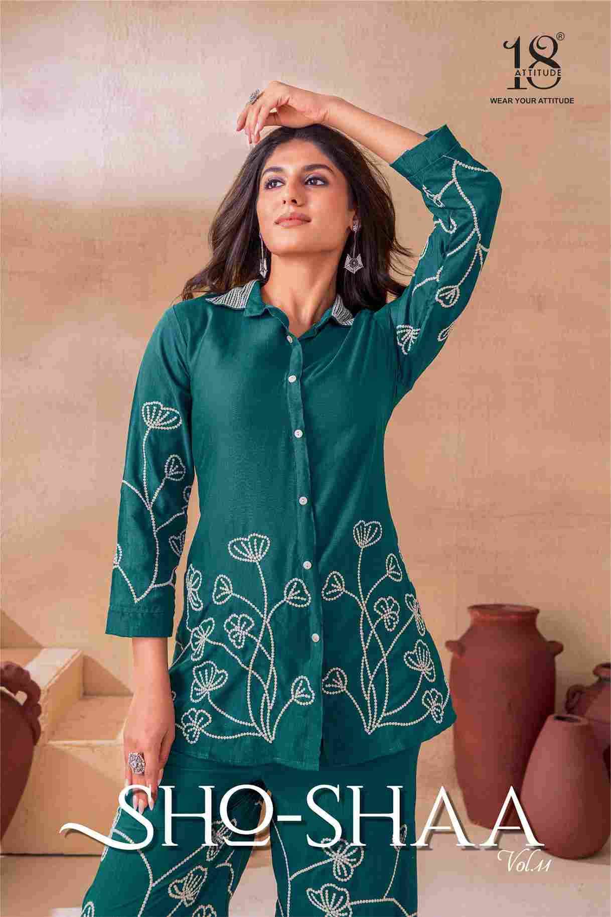 Sho-Shaa Vol-11 By 18 Attitude 1101 To 1105 Series Designer Stylish Fancy Colorful Beautiful Party Wear & Ethnic Wear Collection Premium Rayon Slub Co-Ords At Wholesale Price