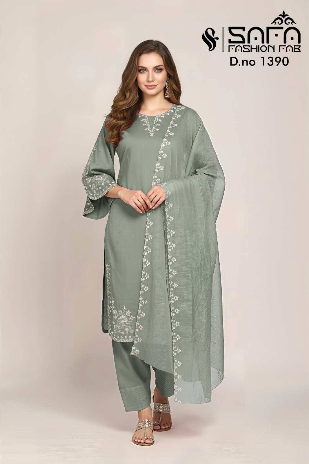 Safa 1390 Colours By Safa Fashion 1390-A To 1390-C Series Designer Stylish Fancy Colorful Beautiful Party Wear & Ethnic Wear Collection Fancy Dresses At Wholesale Price