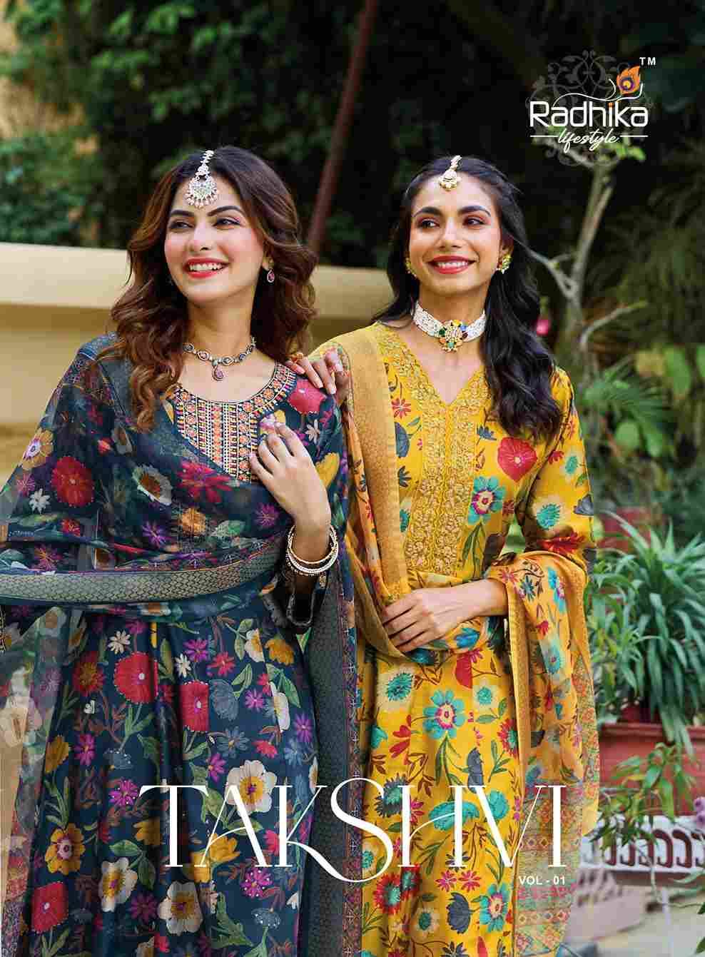 Takshvi Vol-1 By Radhika Lifestyle 1001 To 1006 Series Beautiful Festive Suits Colorful Stylish Fancy Casual Wear & Ethnic Wear Vertican Print Dresses At Wholesale Price