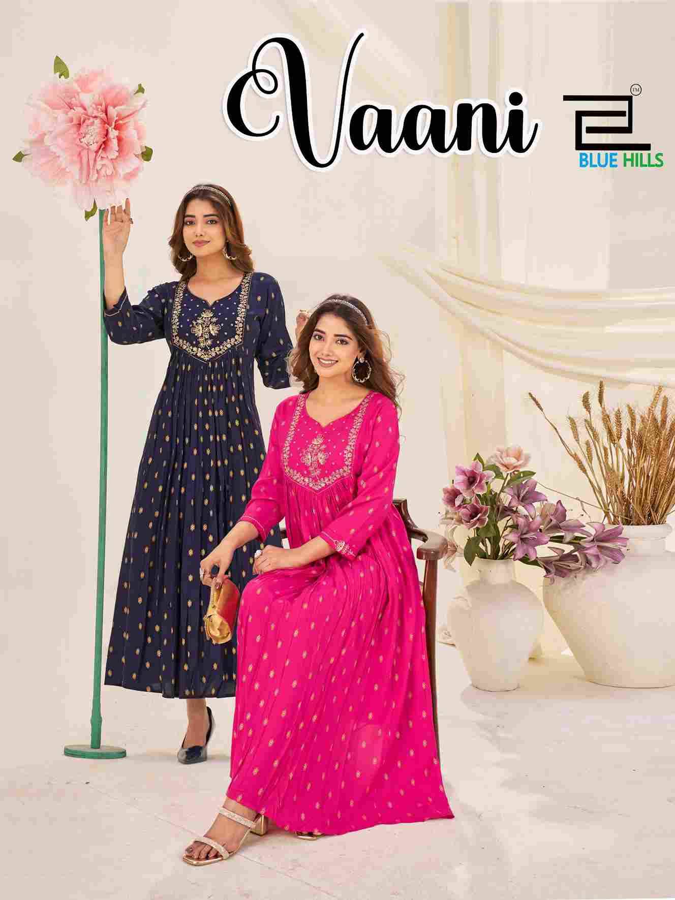 Vaani By Blue Hills 1001 To 1004 Series Beautiful Stylish Fancy Colorful Casual Wear & Ethnic Wear Rayon Foil Gowns At Wholesale Price