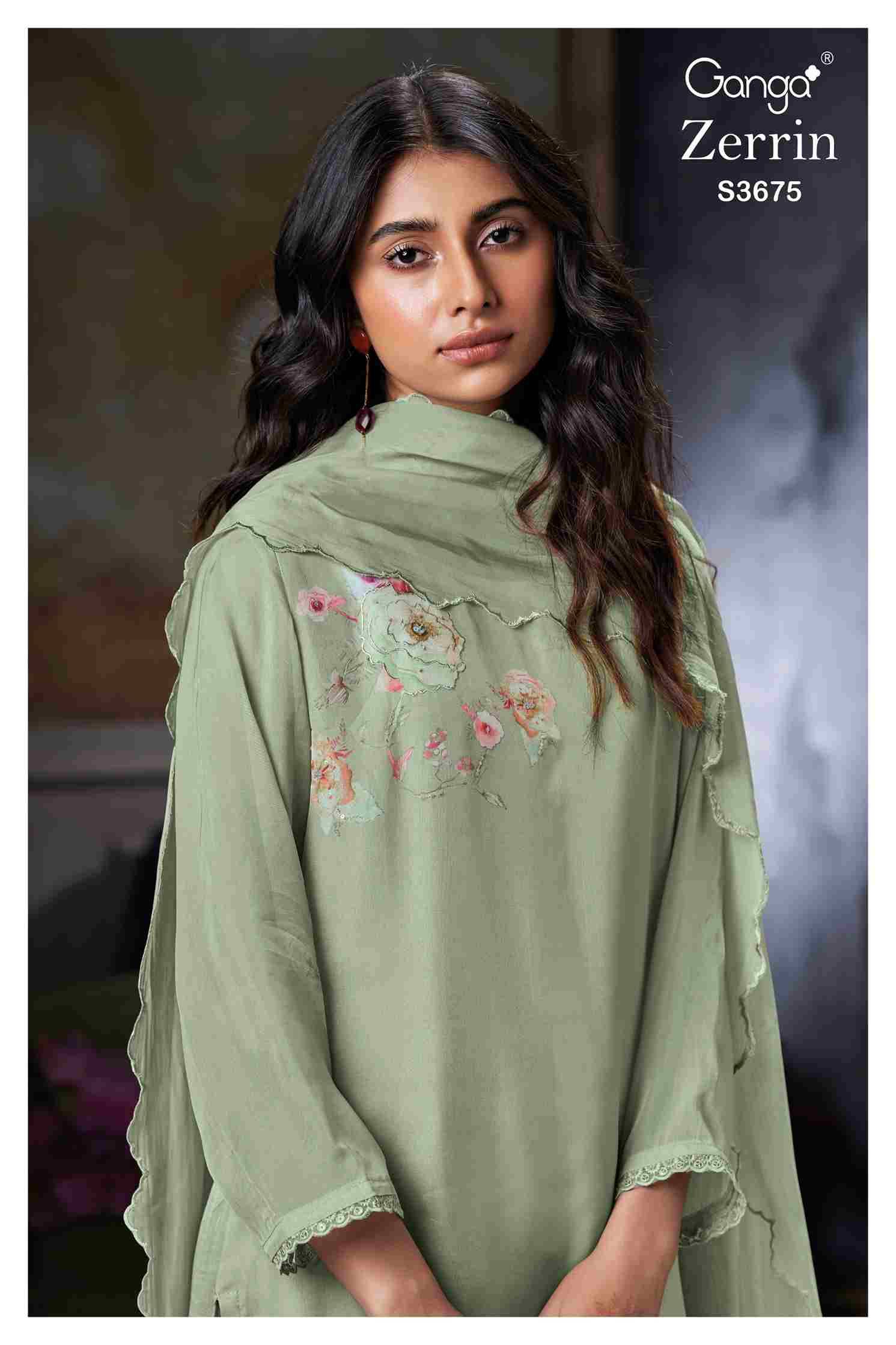 Zerrin-3675 By Ganga Fashion 3675-A To 3675-B Series Beautiful Festive Suits Stylish Colorful Fancy Casual Wear & Ethnic Wear Premium Organza Silk Print Dresses At Wholesale Price