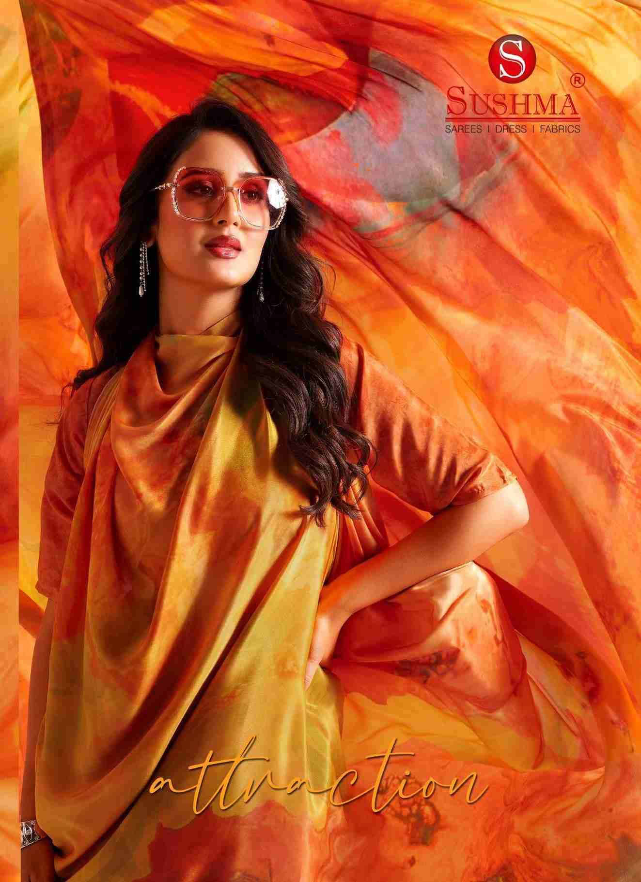 Attraction By Sushma Series Indian Traditional Wear Collection Beautiful Stylish Fancy Colorful Party Wear & Occasional Wear Digital Print Crepe Sarees At Wholesale Price