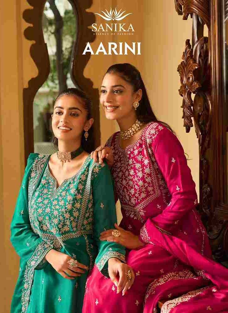 Aarini By Sanika 1001 To 1004 Series Beautiful Suits Stylish Fancy Colorful Party Wear & Occasional Wear Premium Chinnon Silk Dresses At Wholesale Price