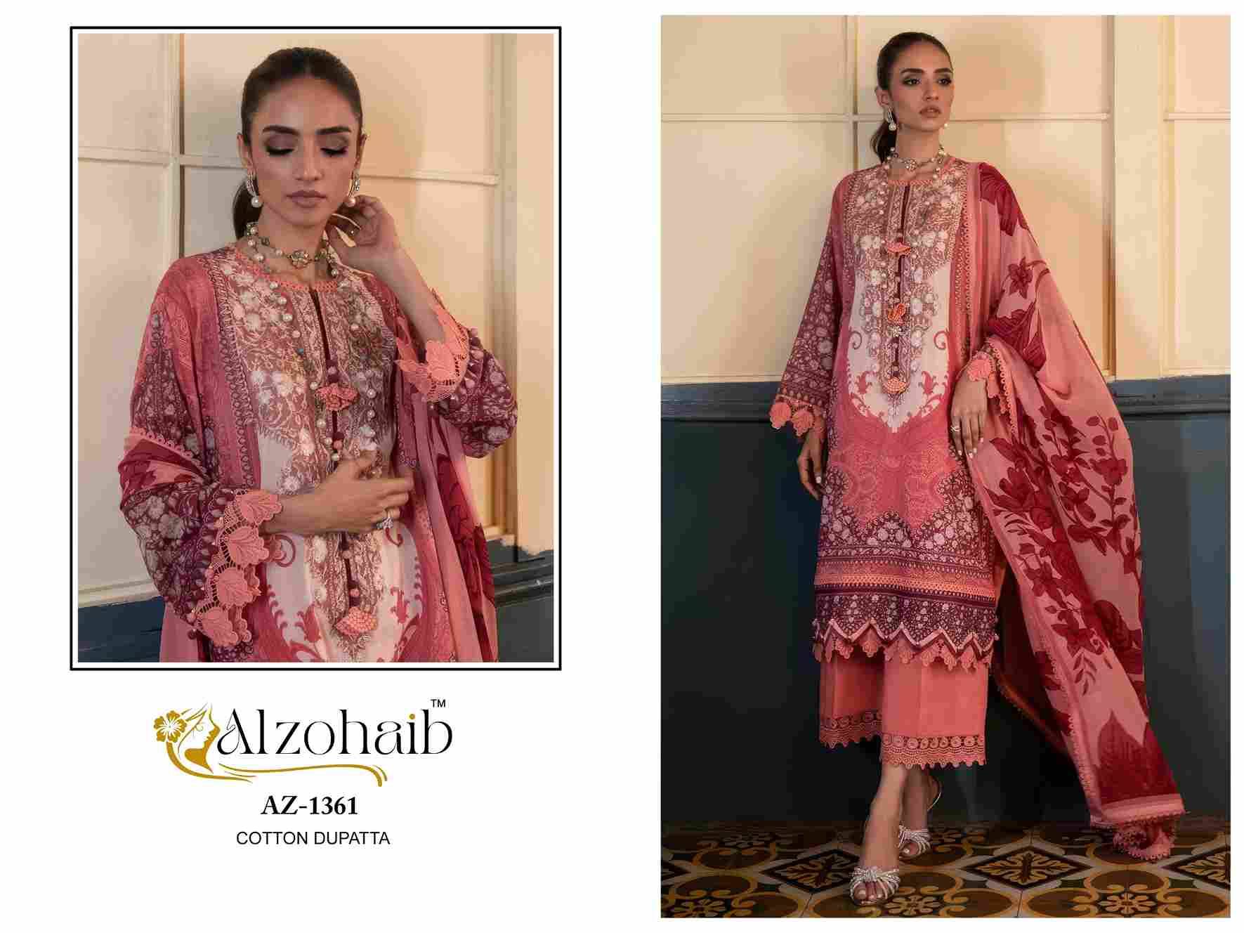 Alzohaib Hit Design 1361 By Alzohaib 1361 To 1362 Series Beautiful Pakistani Suits Stylish Fancy Colorful Party Wear & Occasional Wear Pure Cotton Dresses At Wholesale Price