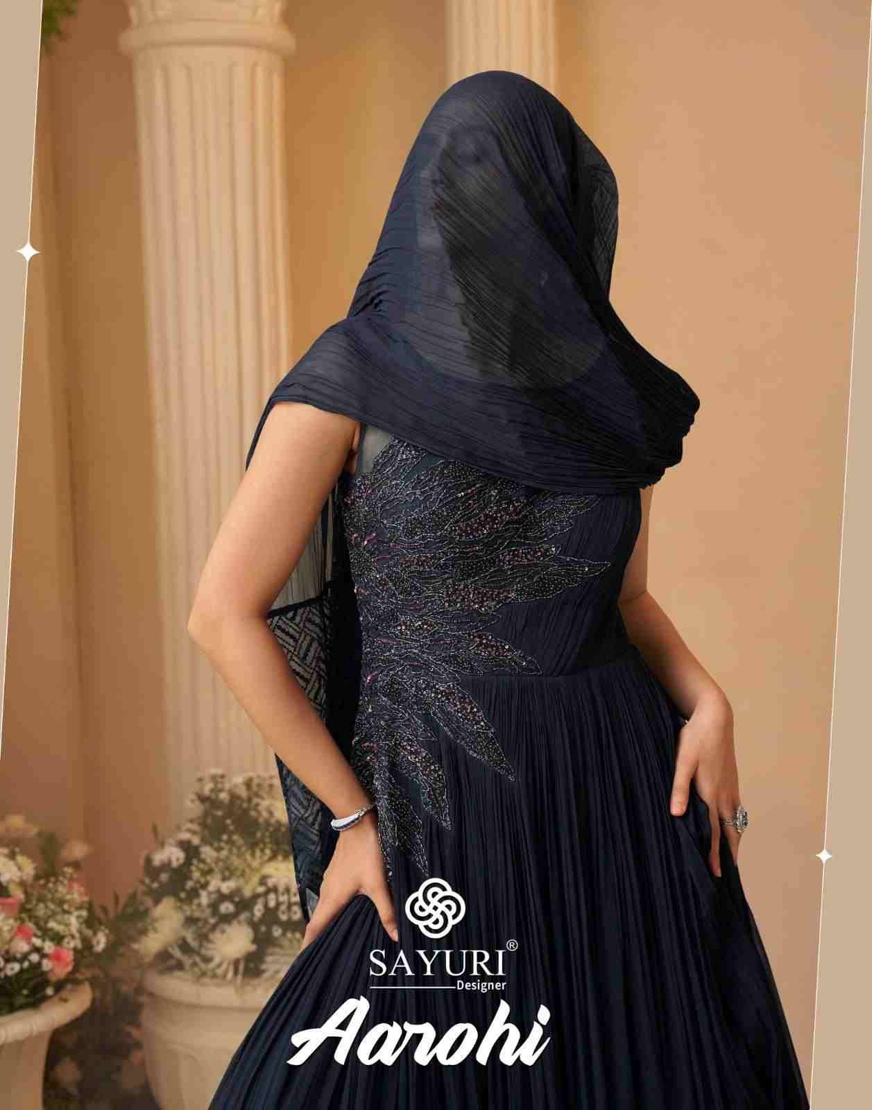 Aarohi By Sayuri 5885 To 5887 Series Designer Stylish Fancy Colorful Beautiful Party Wear & Ethnic Wear Collection Premium Chinnon Silk Gown With Dupatta At Wholesale Price