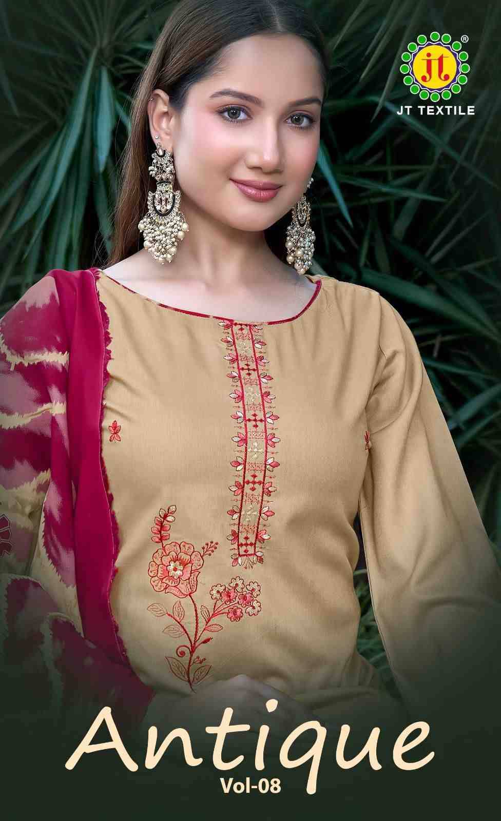 Antique Vol-8 By JT 8001 To 8005 Series Beautiful Festive Suits Colorful Stylish Fancy Casual Wear & Ethnic Wear Rayon Dresses At Wholesale Price