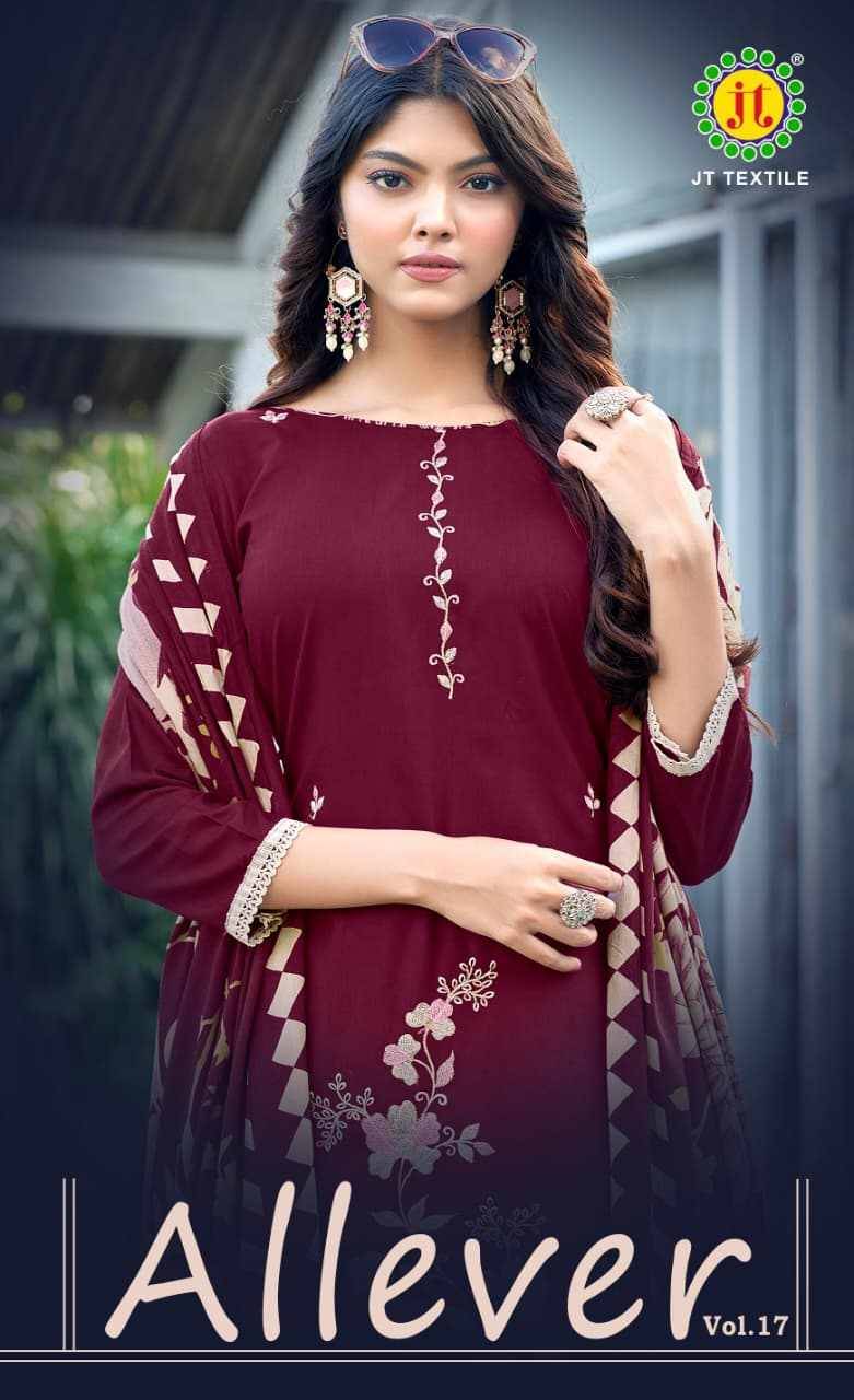 Allever Vol-17 By JT 17001 To 17005 Series Beautiful Festive Suits Colorful Stylish Fancy Casual Wear & Ethnic Wear Rayon Dresses At Wholesale Price