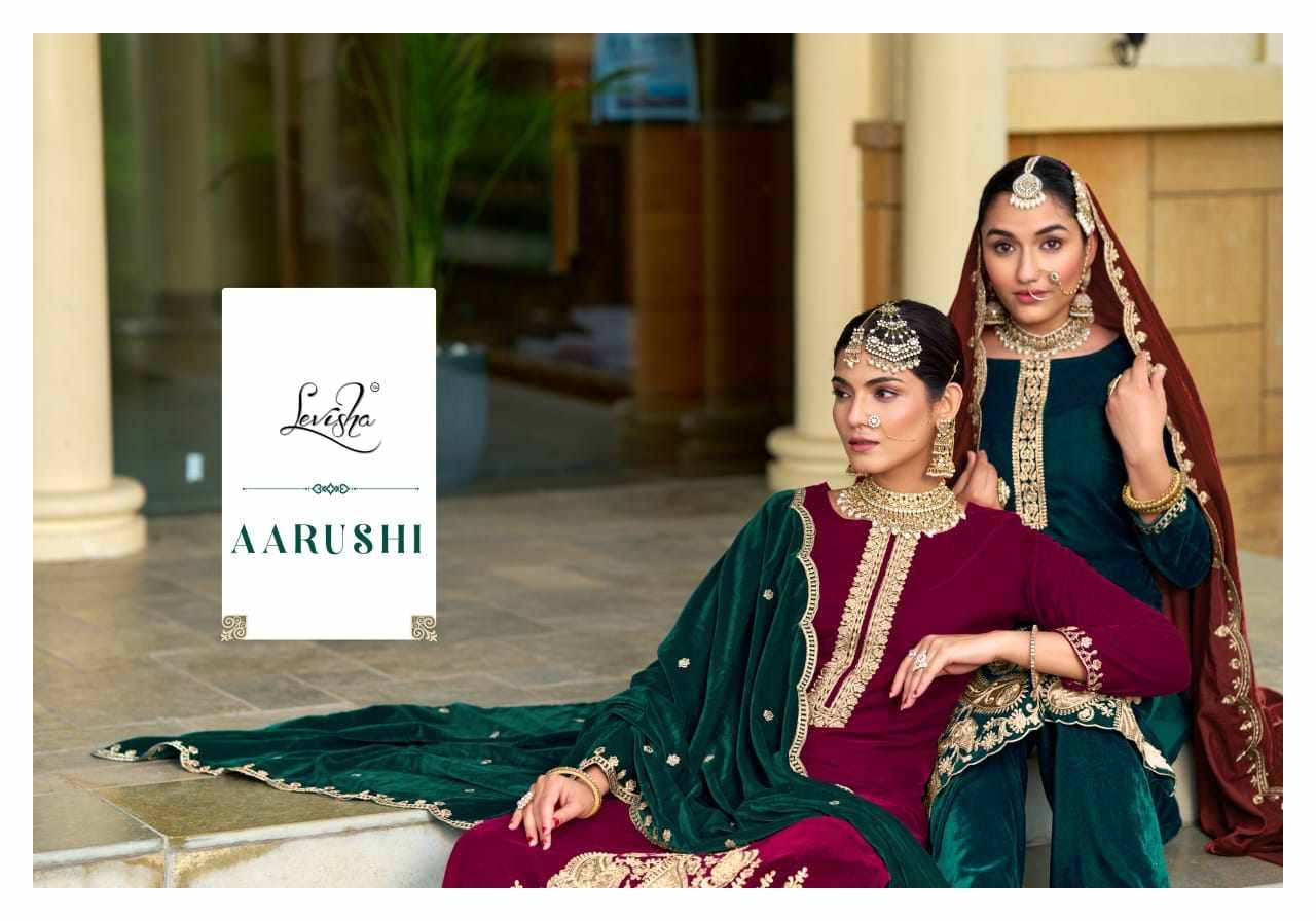 Aarushi By Levisha 1013 To 1018 Series Festive Suits Beautiful Fancy Colorful Stylish Party Wear & Occasional Wear Pure Velvet Dresses At Wholesale Price