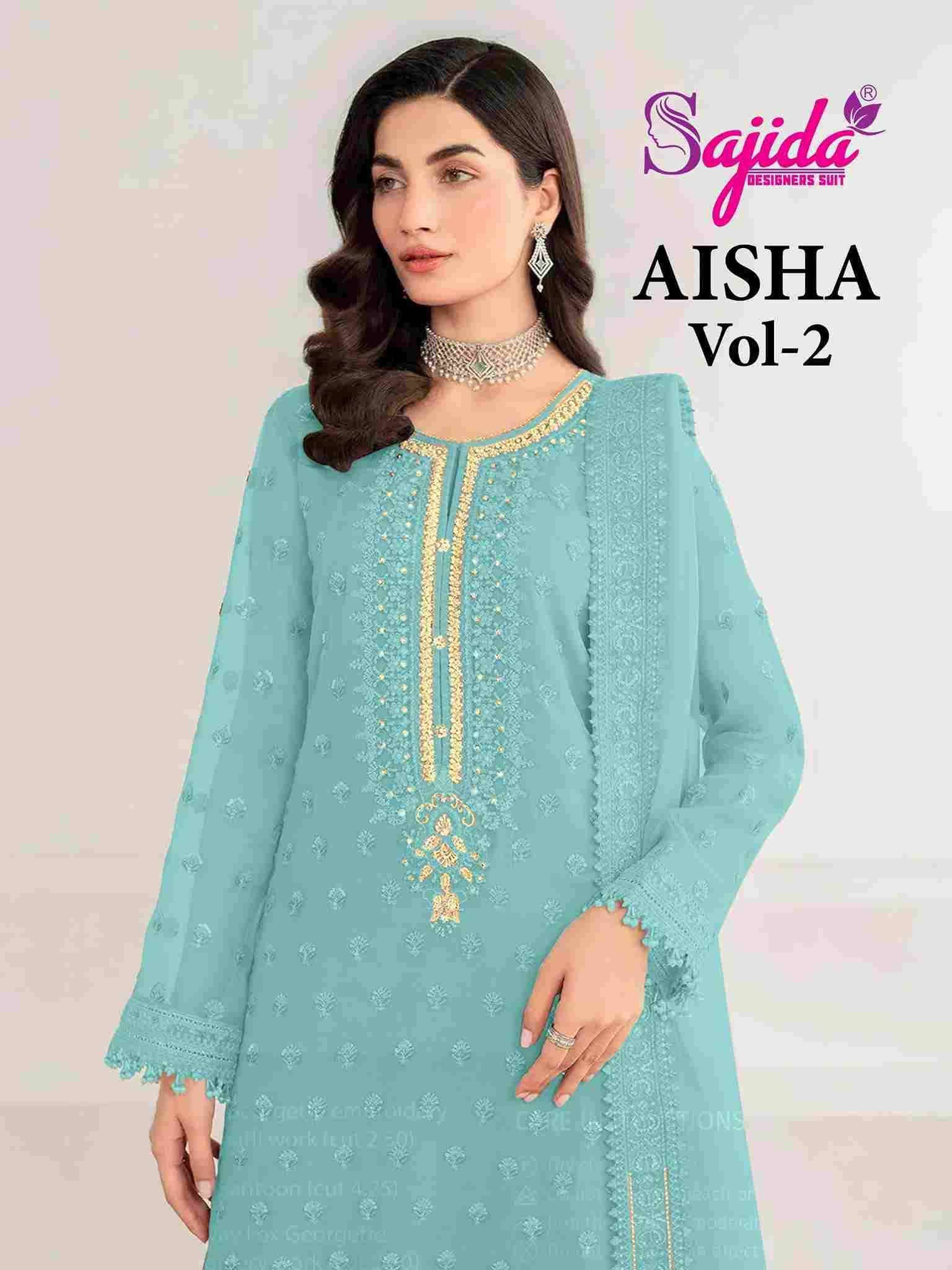 Aisha Vol-2 By Sajida Designer Suits 1015-E To 1015-H Series Beautiful Pakistani Suits Colorful Stylish Fancy Casual Wear & Ethnic Wear Organza Embroidered Dresses At Wholesale Price