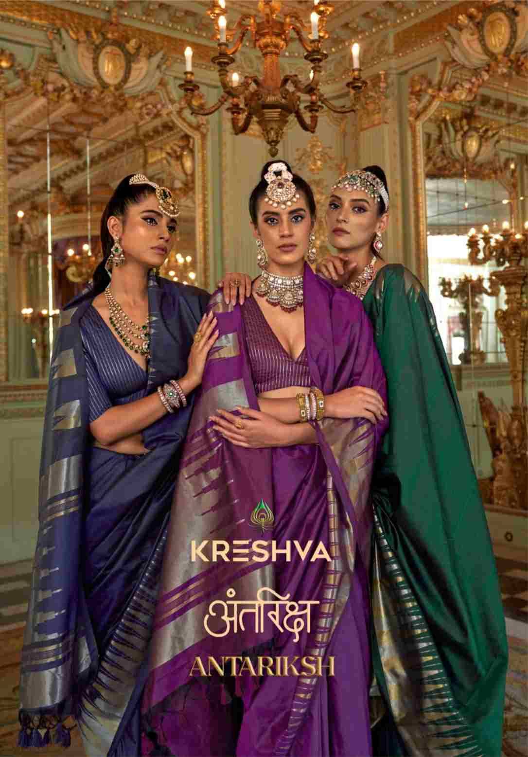 Antariksh By Kreshva 4393 To 4398 Series Indian Traditional Wear Collection Beautiful Stylish Fancy Colorful Party Wear & Occasional Wear Silk Sarees At Wholesale Price