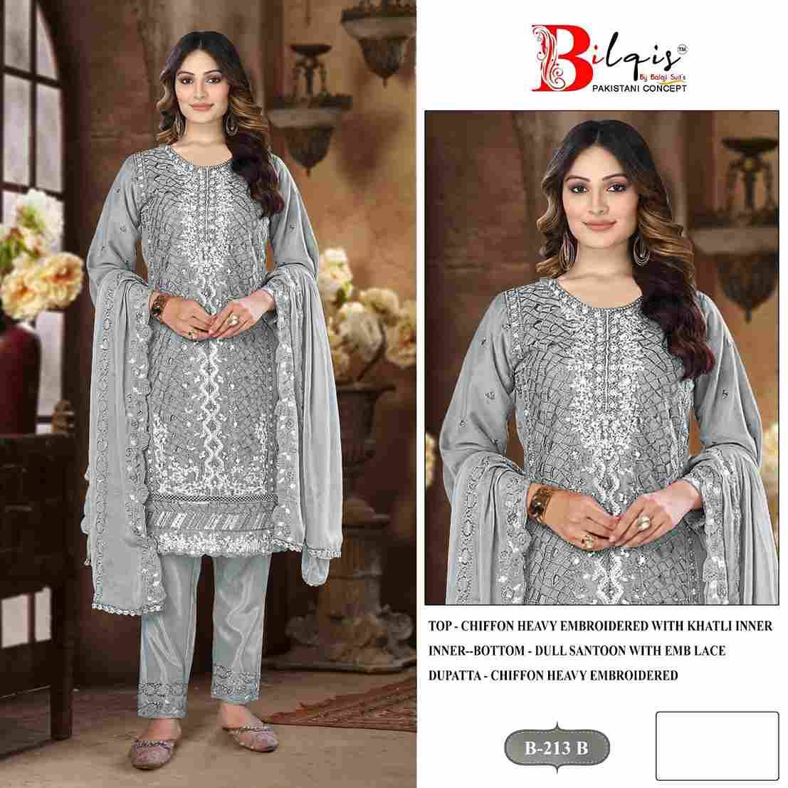 Bilqis 213 Colours By Bilqis 213-A To 213-D Series Beautiful Pakistani Suits Stylish Fancy Colorful Party Wear & Occasional Wear Chiffon Embroidery Dresses At Wholesale Price