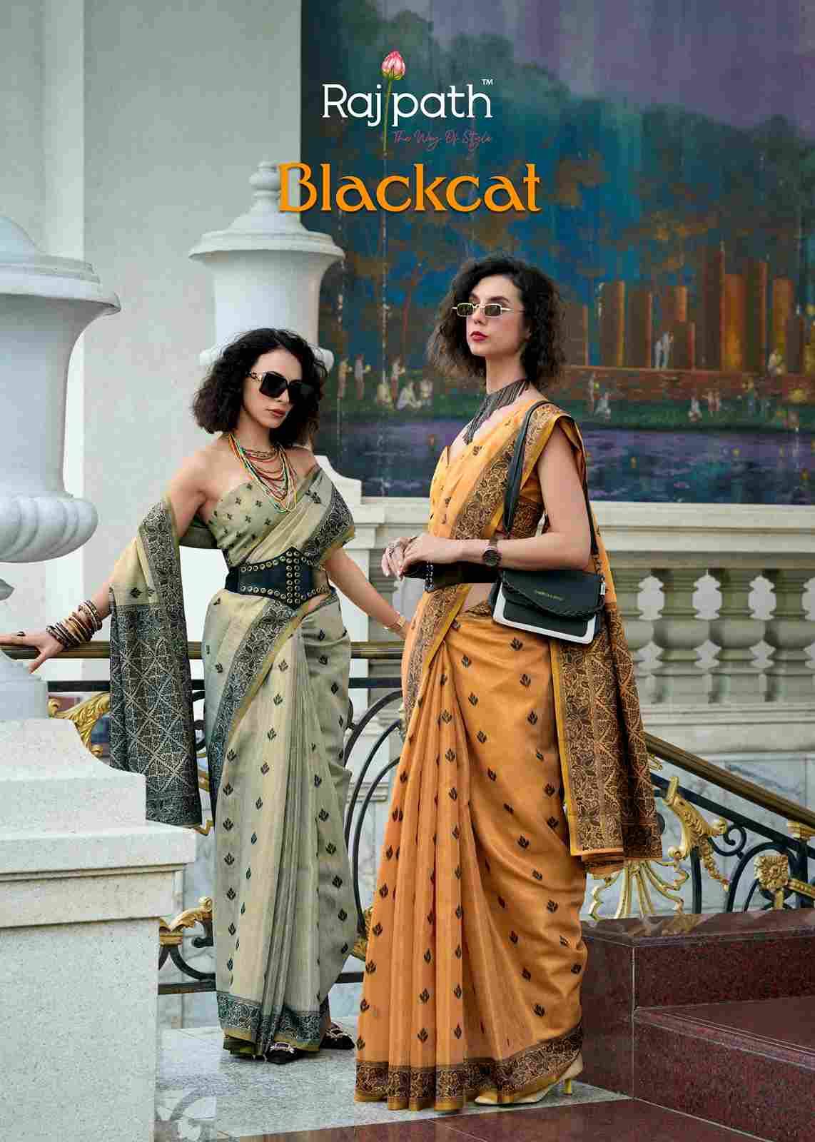 Blackcat By Rajpath 960001 To 960006 Series Indian Traditional Wear Collection Beautiful Stylish Fancy Colorful Party Wear & Occasional Wear Tissue Linen Sarees At Wholesale Price
