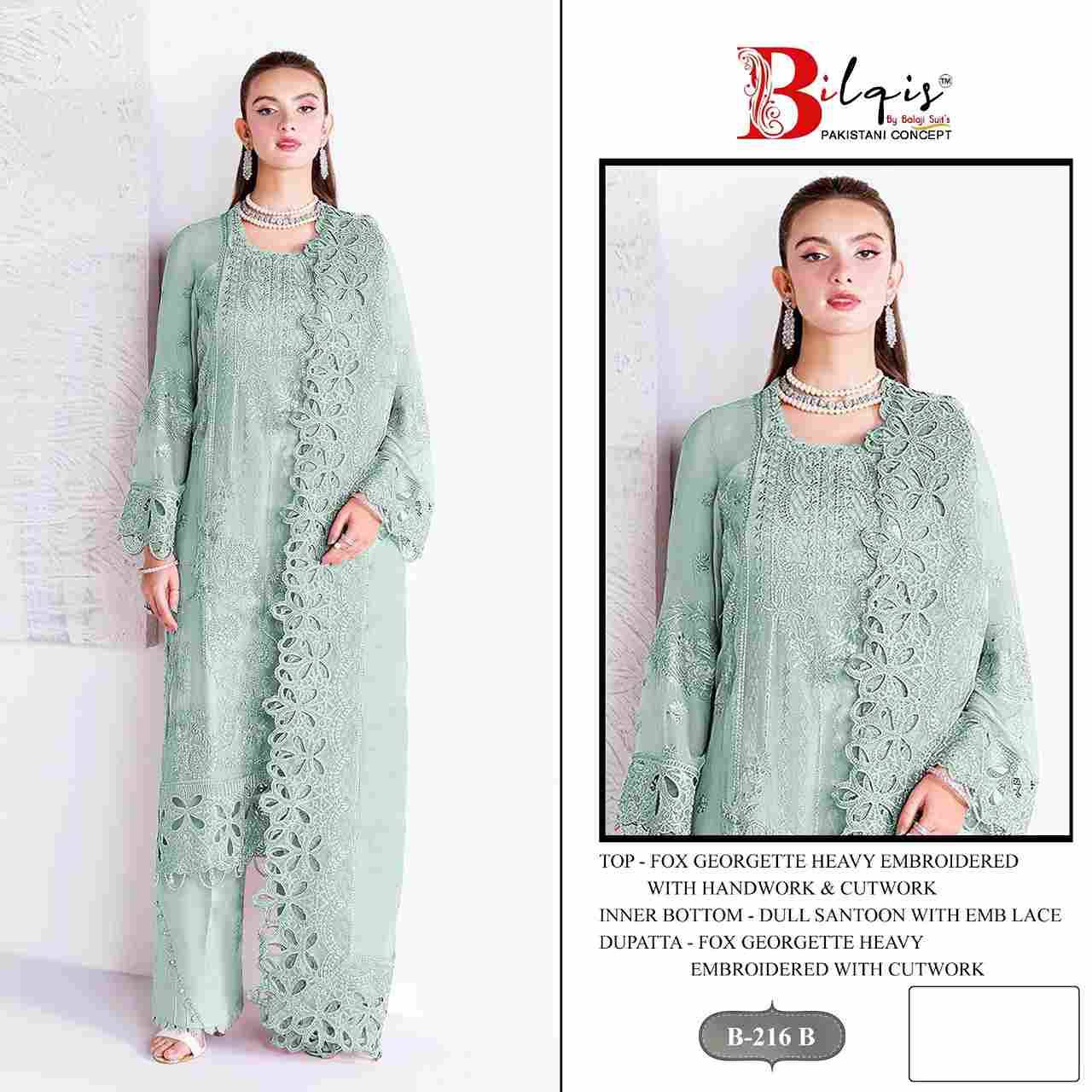 Bilqis 216 Colours By Bilqis 216-A To 216-D Series Beautiful Pakistani Suits Stylish Fancy Colorful Party Wear & Occasional Wear Faux Georgette Embroidery Dresses At Wholesale Price